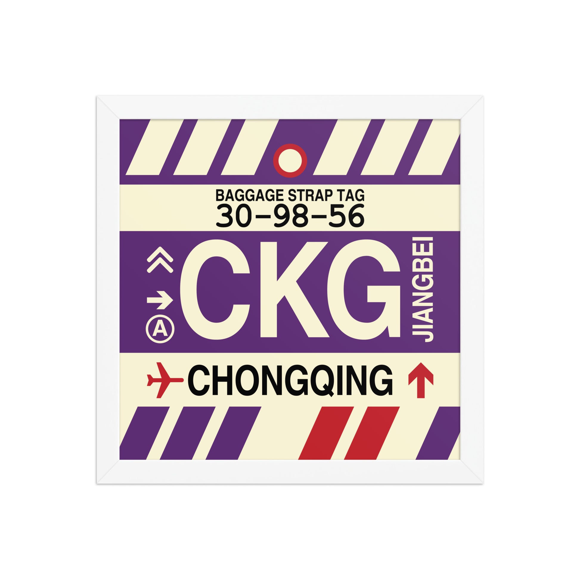 CKG Chongqing Framed Print • Jet Age Baggage Tag Design • YHM Designs - Image 12