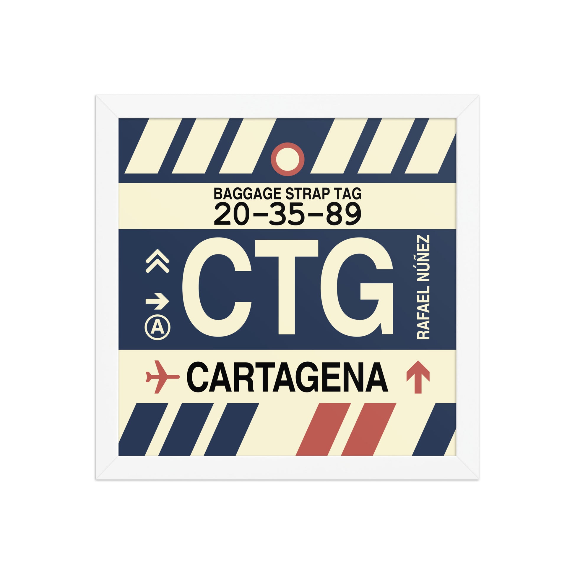 CTG Cartagena Framed Print • Jet Age Baggage Tag Design • YHM Designs - Image 12