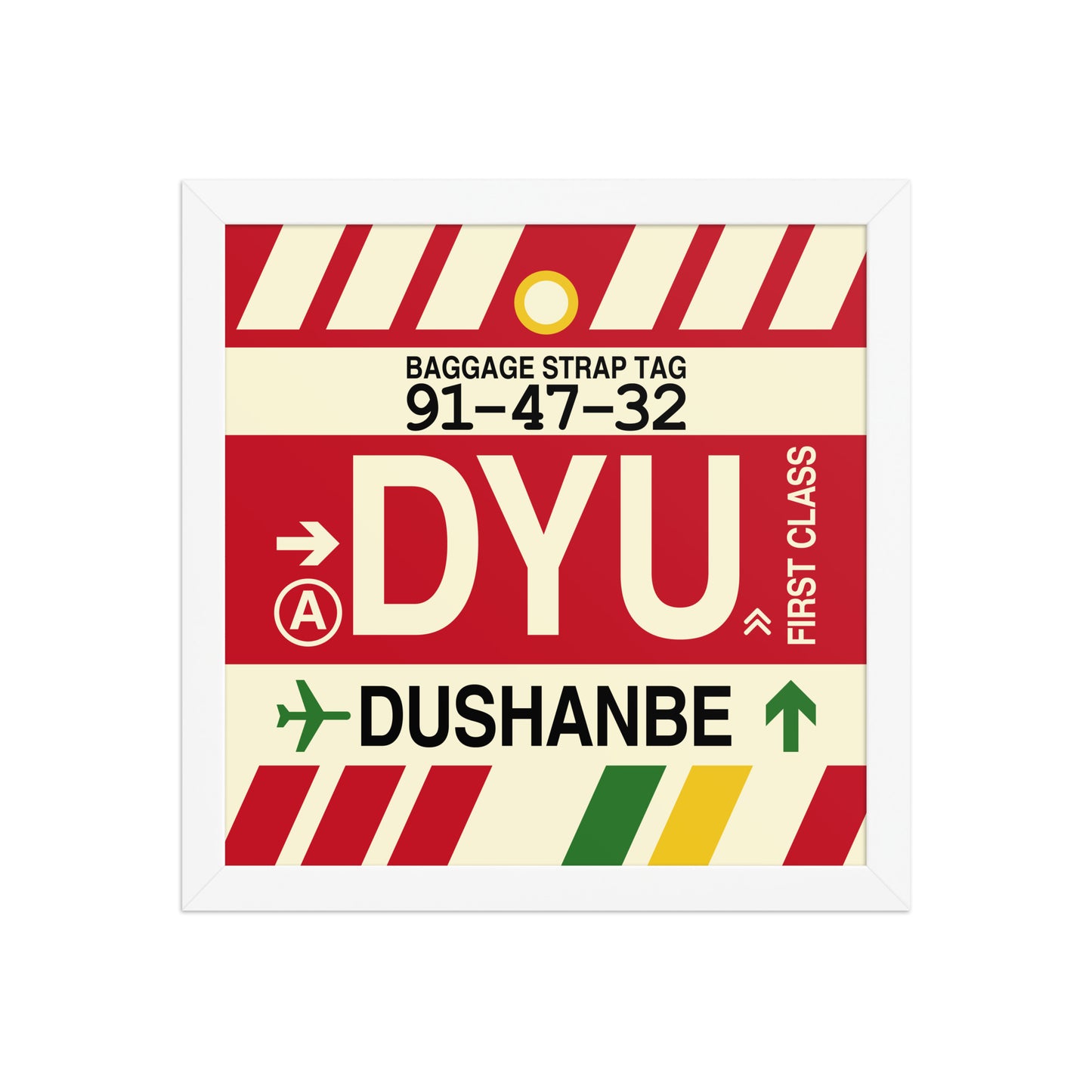 DYU Dushanbe Framed Print • Jet Age Baggage Tag Design • YHM Designs - Image 12