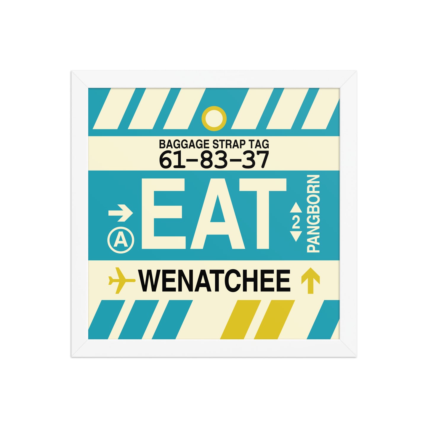 EAT Wenatchee Framed Print • Jet Age Baggage Tag Design • YHM Designs - Image 12