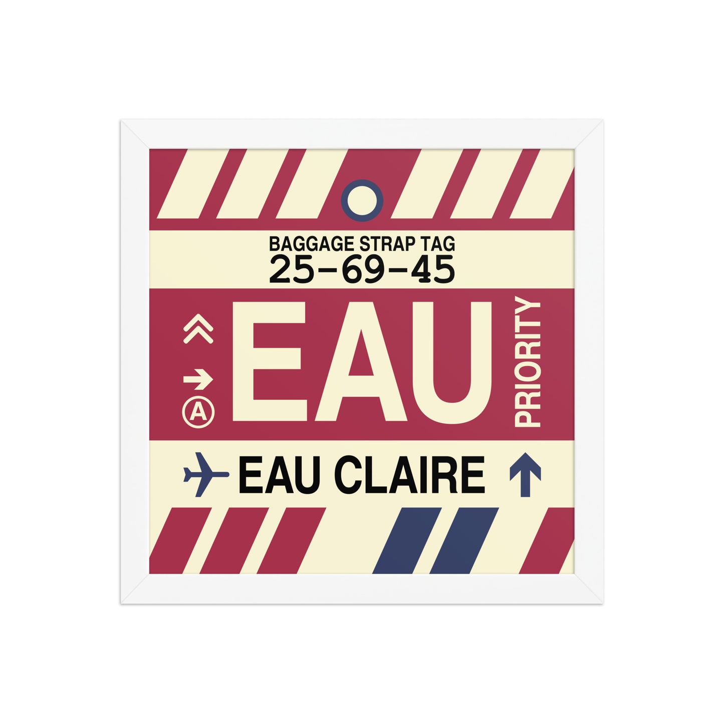 EAU Eau Claire Framed Print • Jet Age Baggage Tag Design • YHM Designs - Image 12