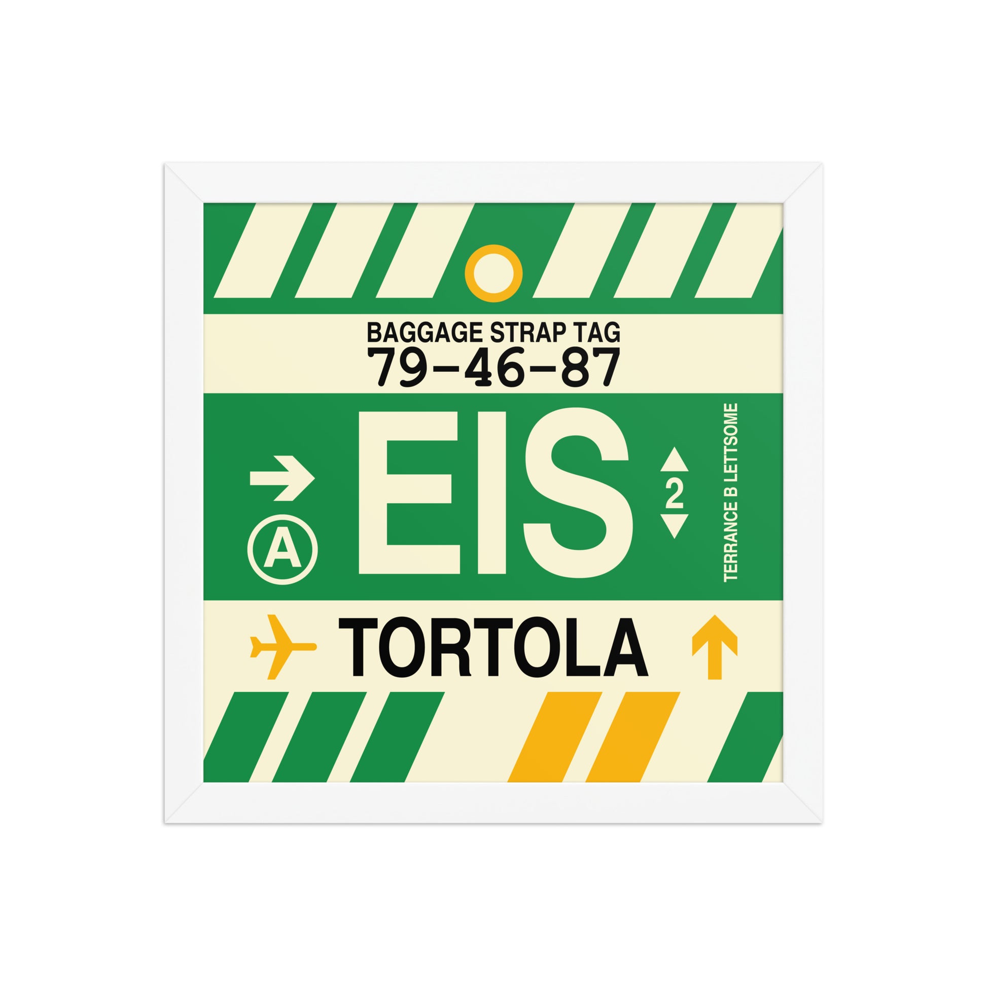 EIS Tortola Framed Print • Jet Age Baggage Tag Design • YHM Designs - Image 12