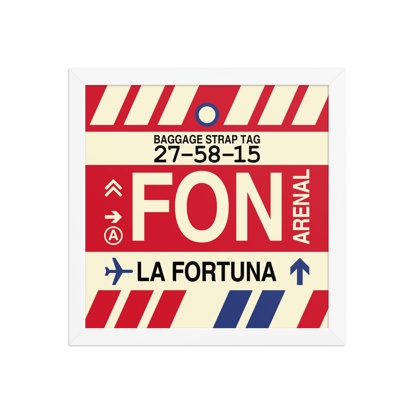 FON La Fortuna Framed Print • Jet Age Baggage Tag Design • YHM Designs - Image 12