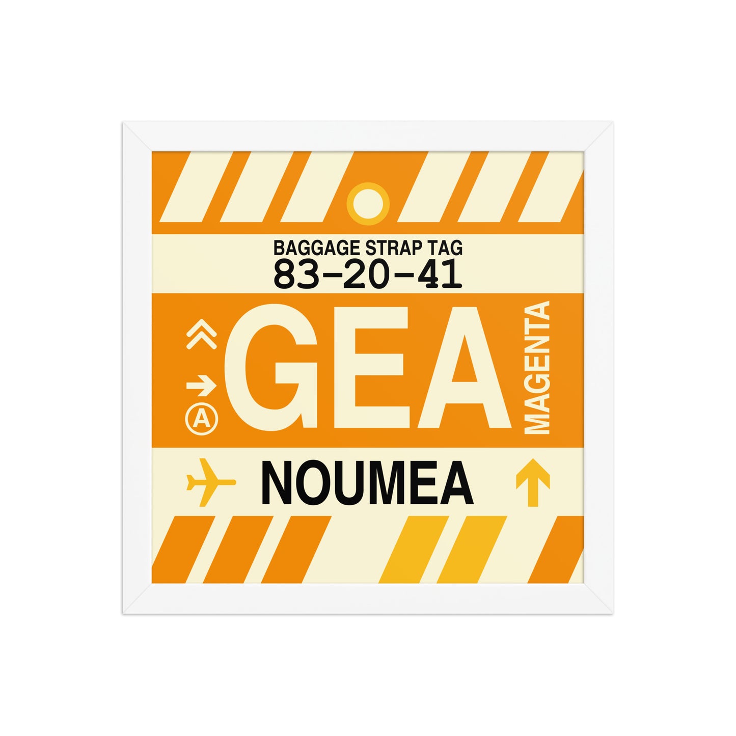 GEA Nouméa Framed Print • Jet Age Baggage Tag Design • YHM Designs - Image 12