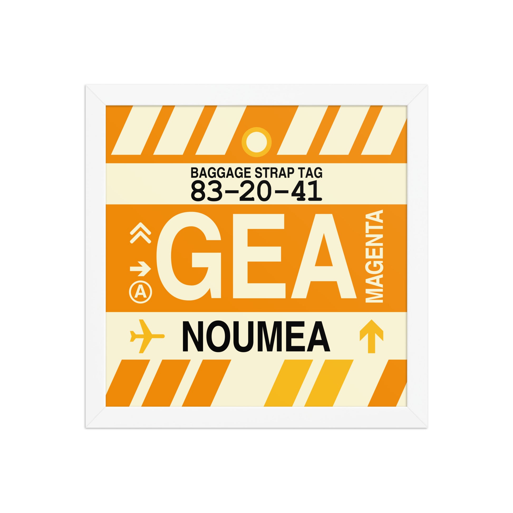 GEA Nouméa Framed Print • Jet Age Baggage Tag Design • YHM Designs - Image 12