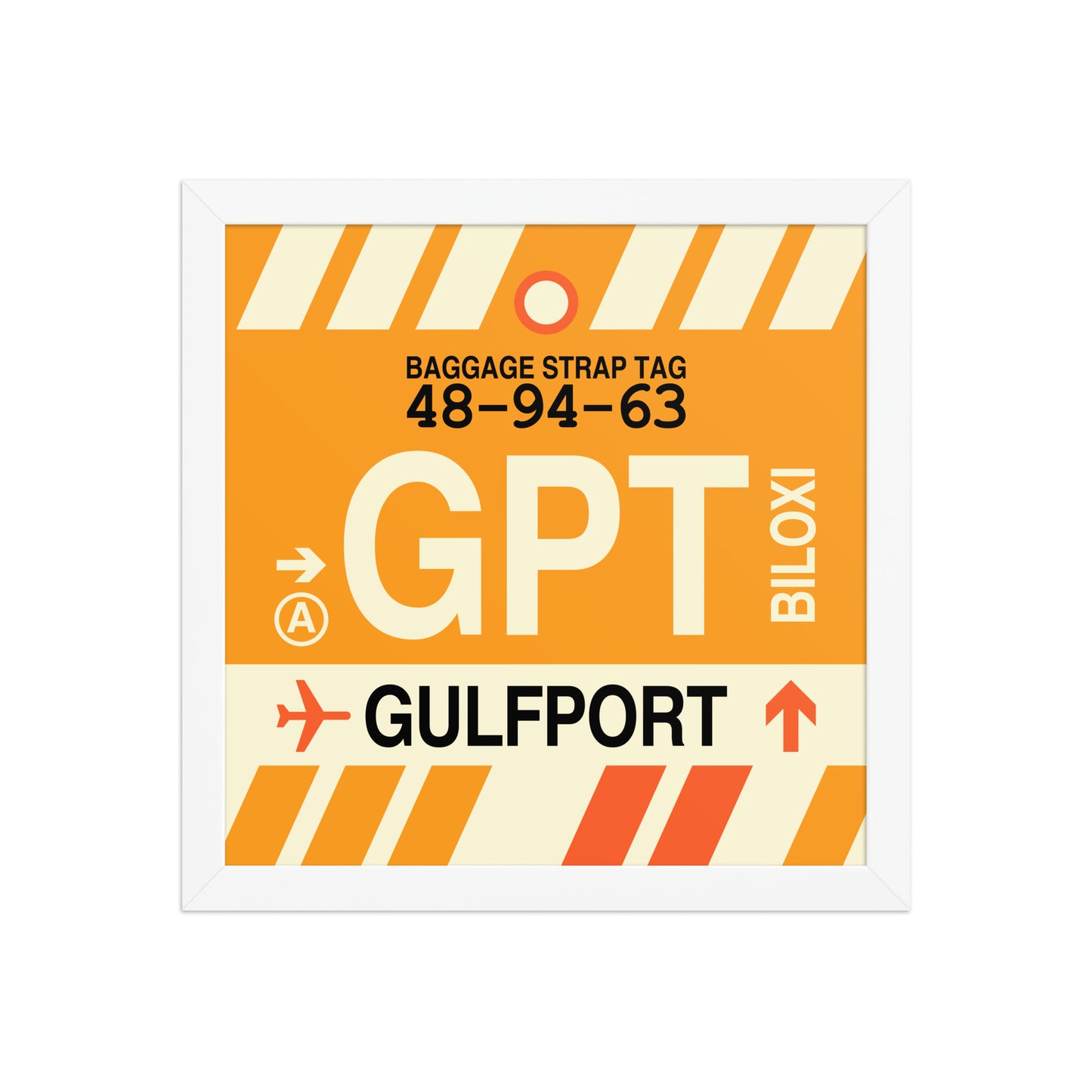 GPT Gulfport-Biloxi Framed Print • Jet Age Baggage Tag Design • YHM Designs - Image 12