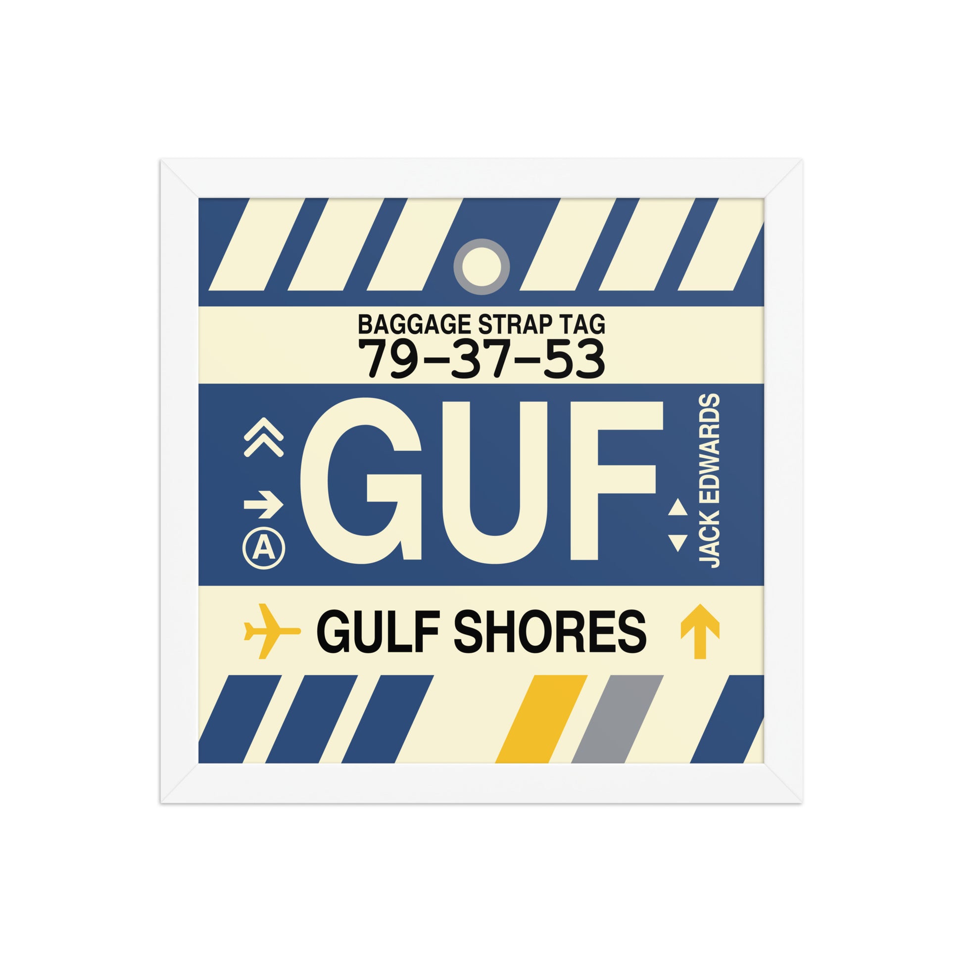 GUF Gulf Shores Framed Print • Jet Age Baggage Tag Design • YHM Designs - Image 12