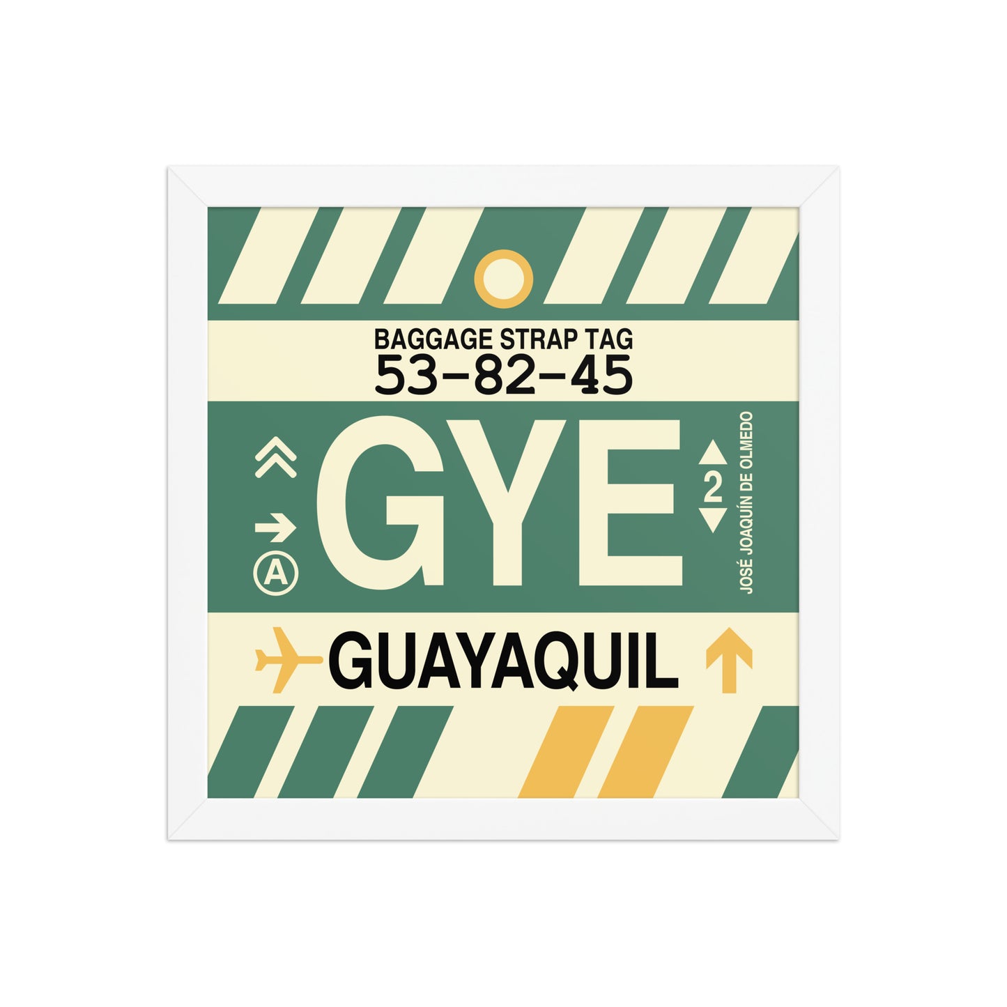 GYE Guayaquil Framed Print • Jet Age Baggage Tag Design • YHM Designs - Image 12