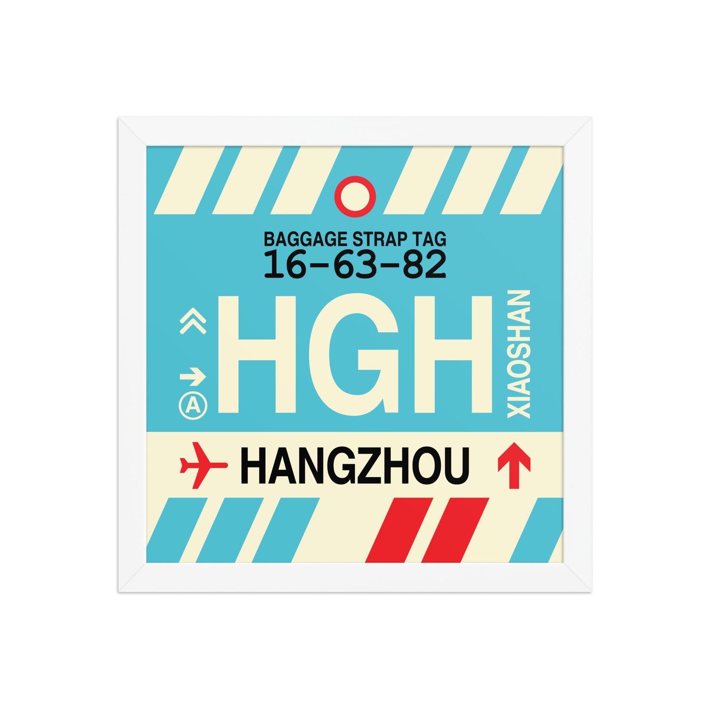 HGH Hangzhou Framed Print • Jet Age Baggage Tag Design • YHM Designs - Image 12
