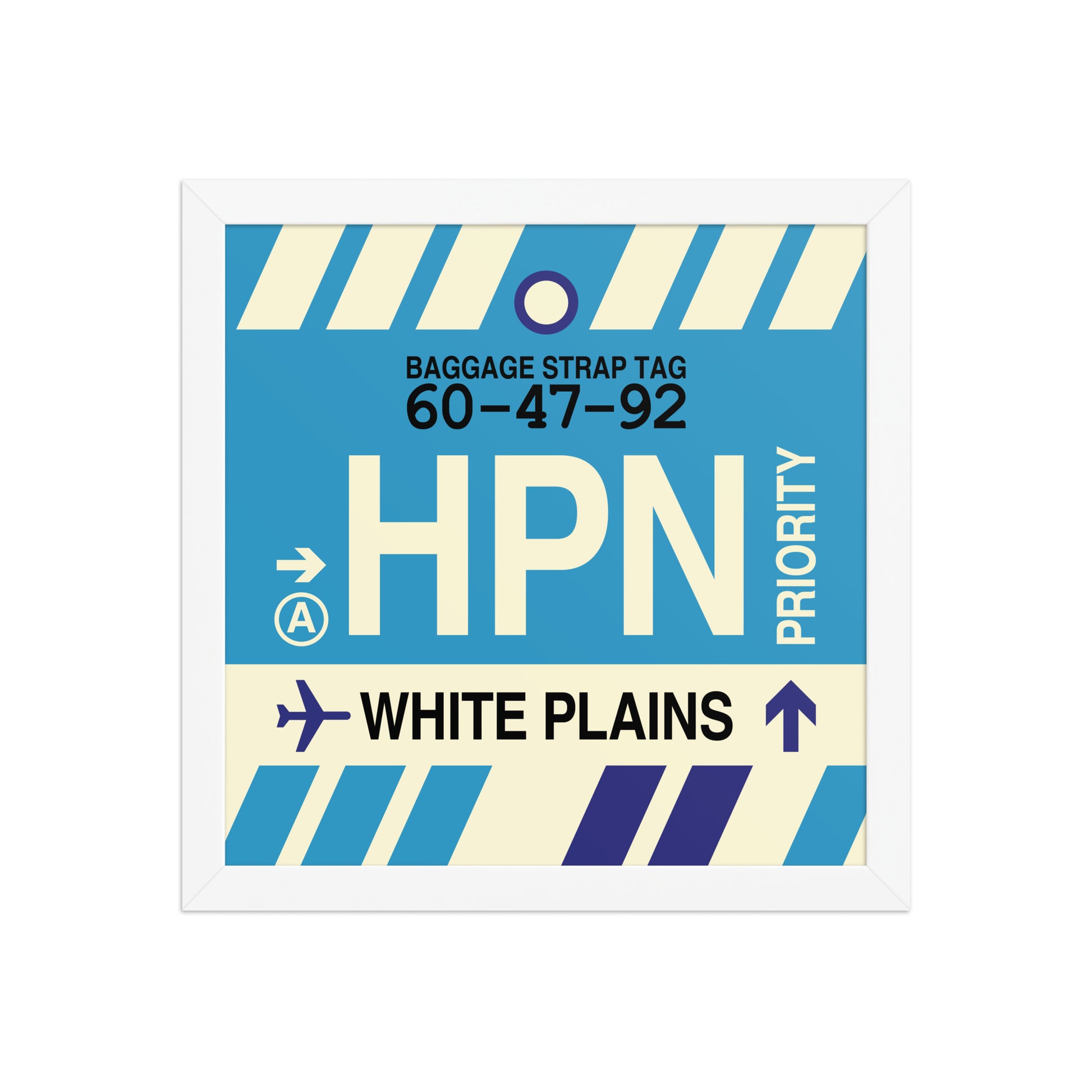 HPN White Plains Framed Print • Jet Age Baggage Tag Design • YHM Designs - Image 12