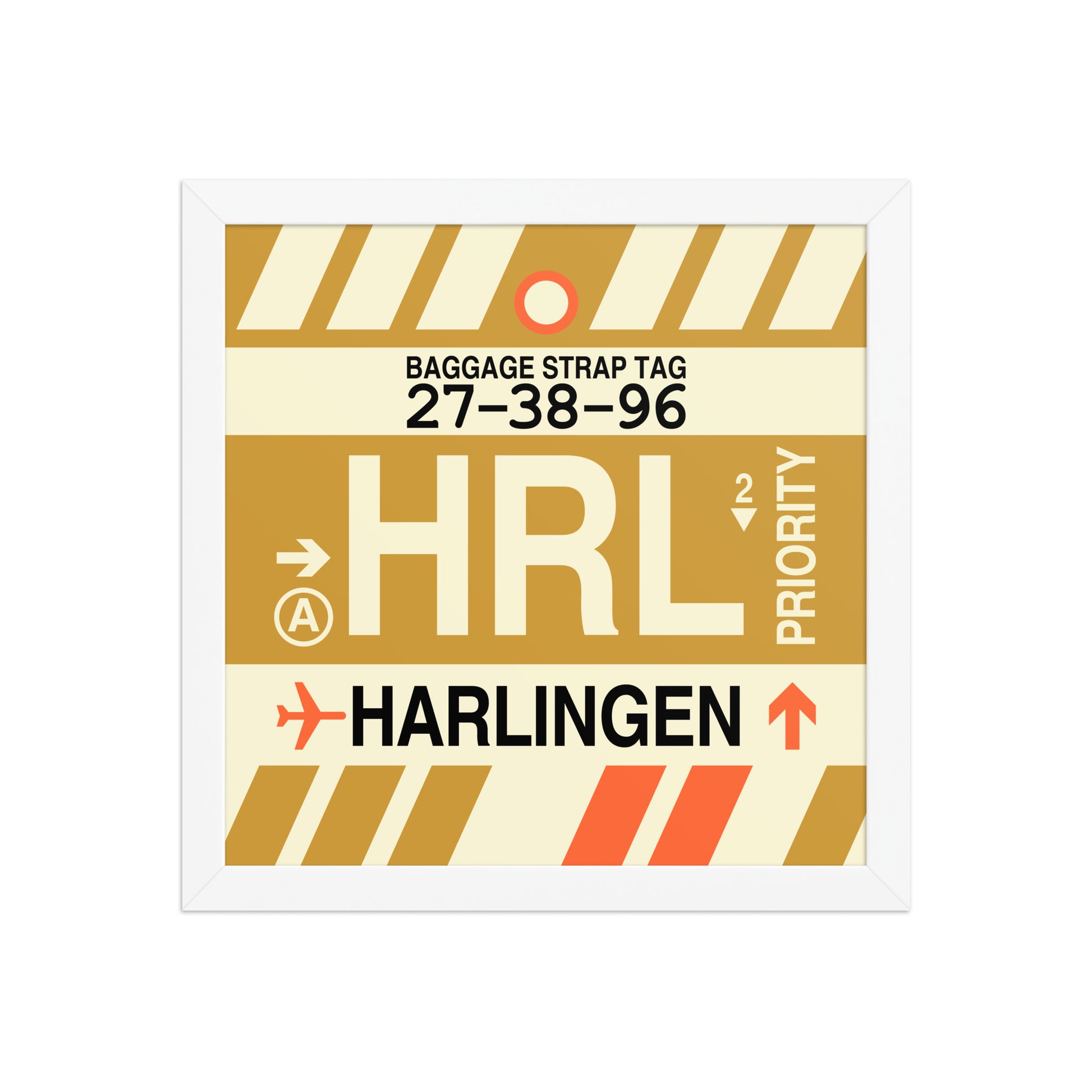 HRL Harlingen Framed Print • Jet Age Baggage Tag Design • YHM Designs - Image 12