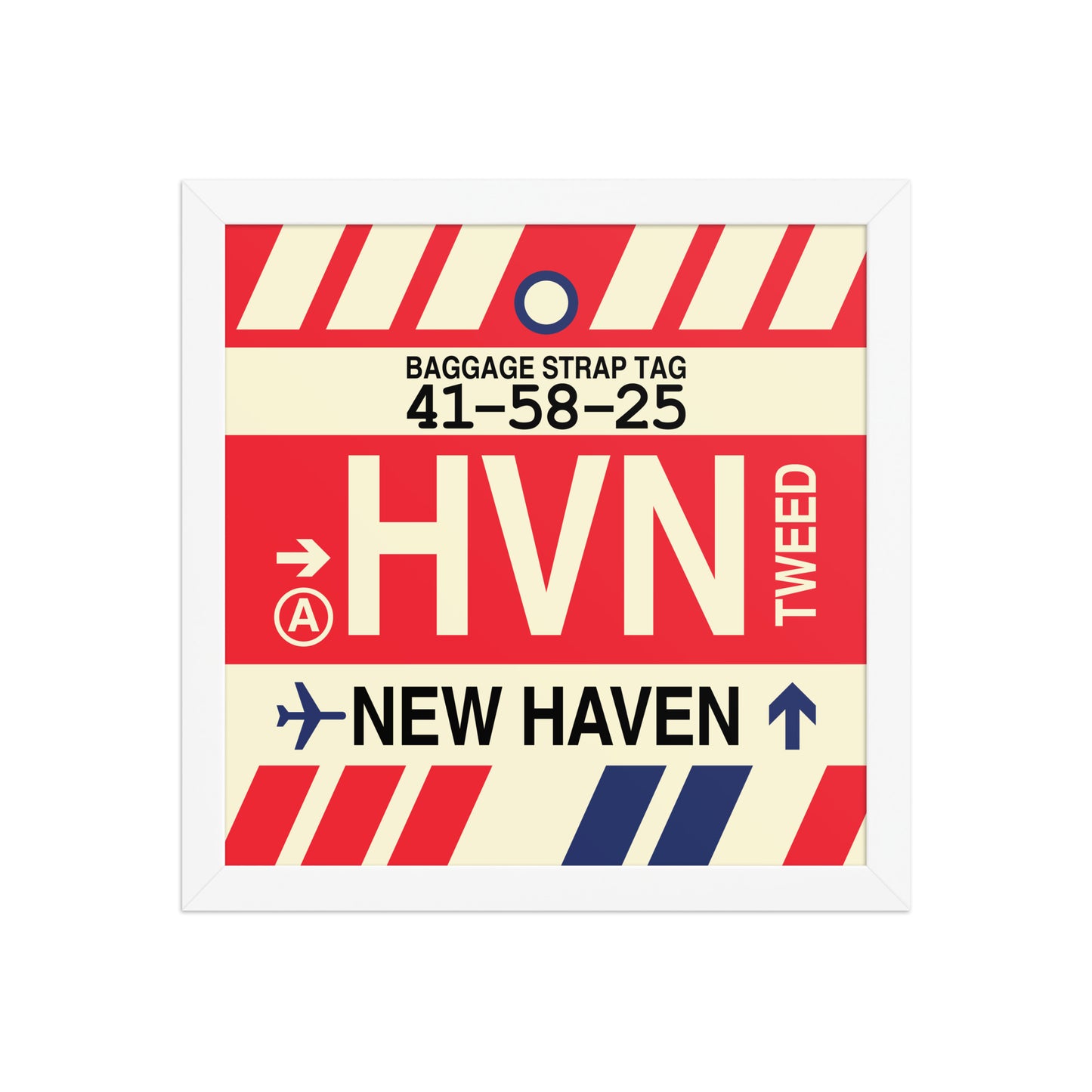 HVN New Haven Framed Print • Jet Age Baggage Tag Design • YHM Designs - Image 12