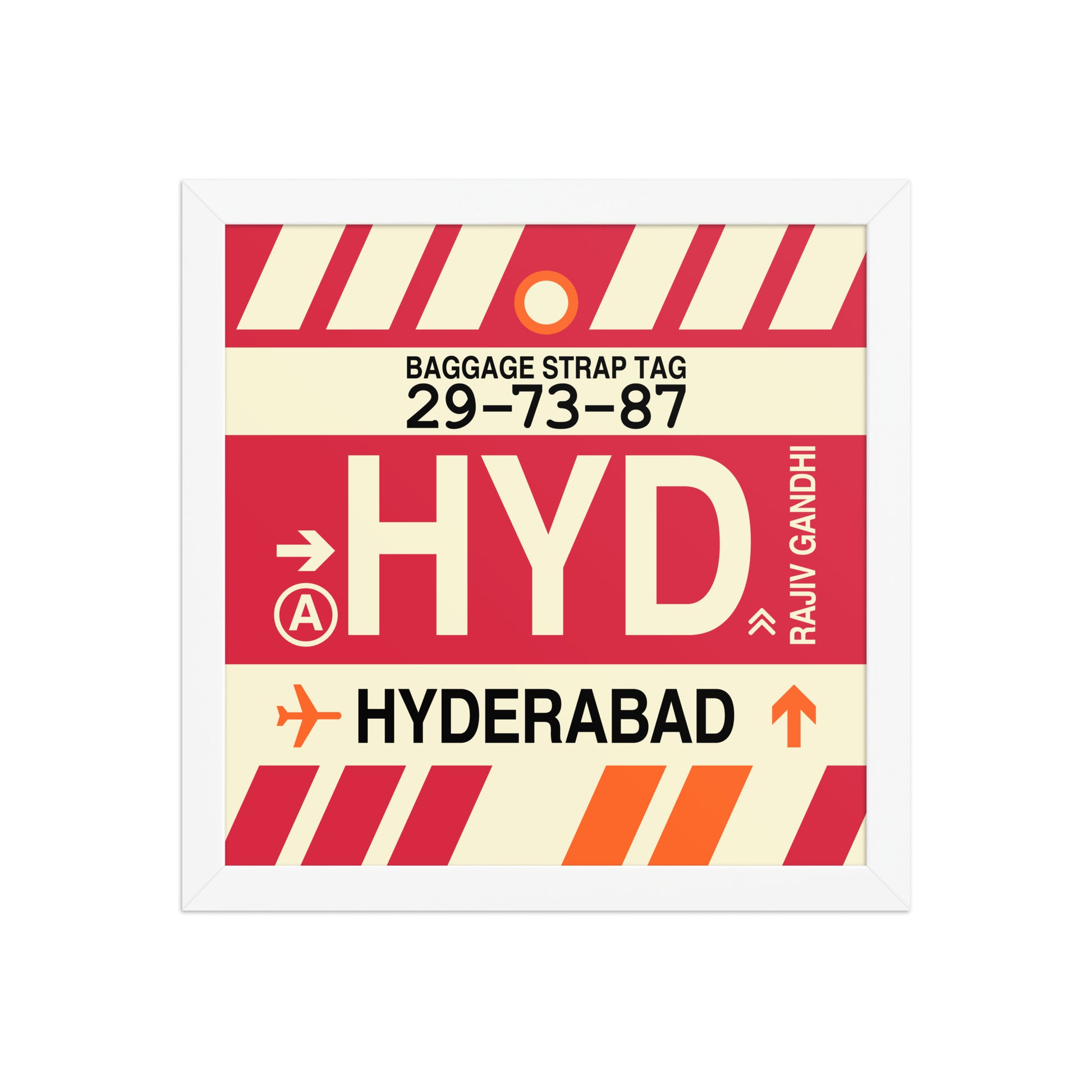 HYD Hyderabad Framed Print • Jet Age Baggage Tag Design • YHM Designs - Image 12