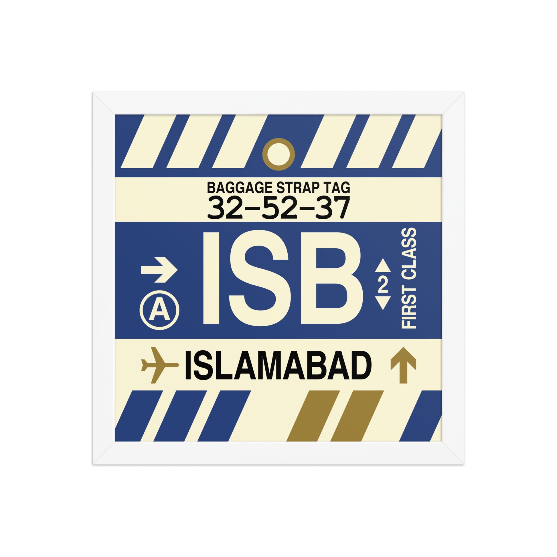 ISB Islamabad Framed Print • Jet Age Baggage Tag Design • YHM Designs - Image 12