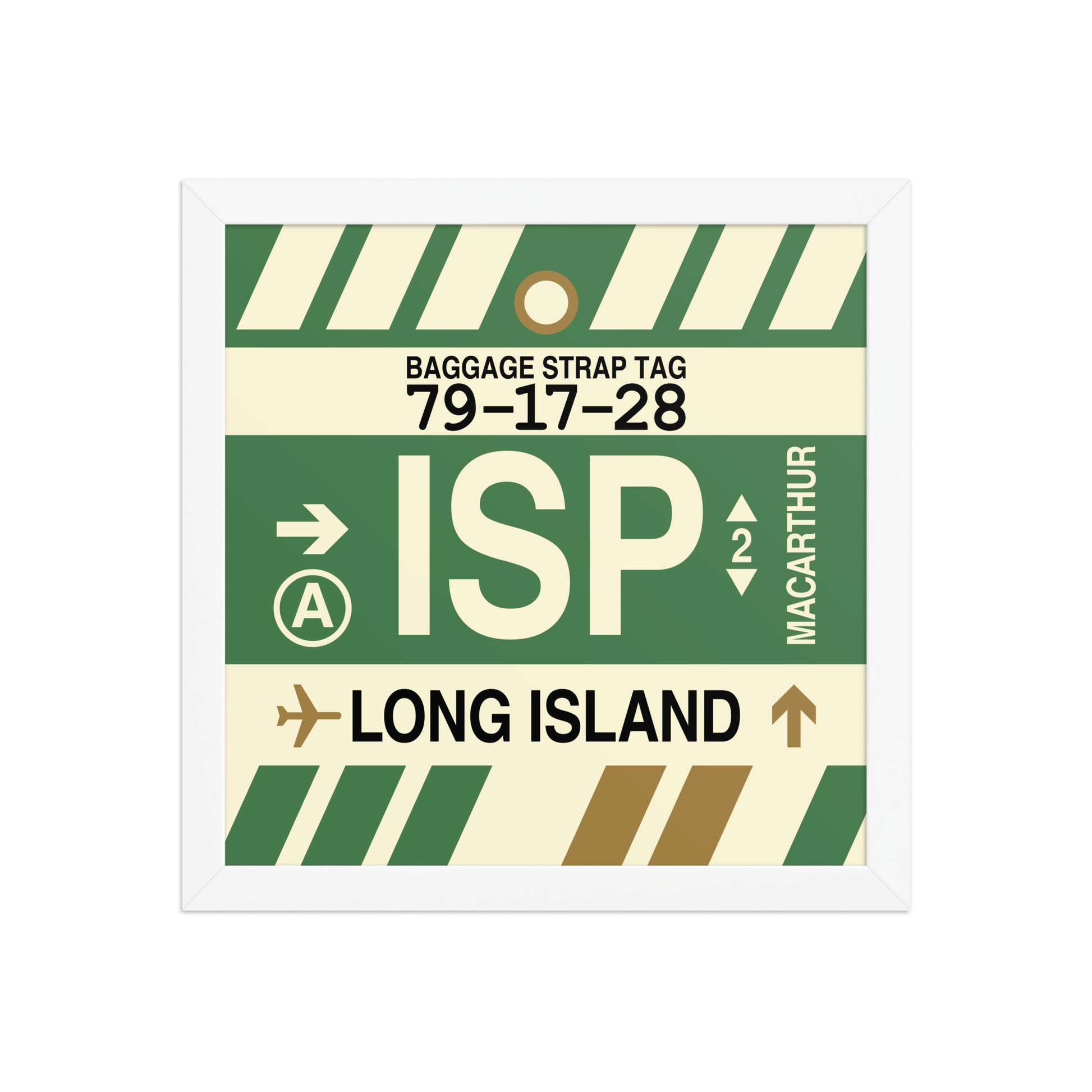 ISP Long Island Framed Print • Jet Age Baggage Tag Design • YHM Designs - Image 12
