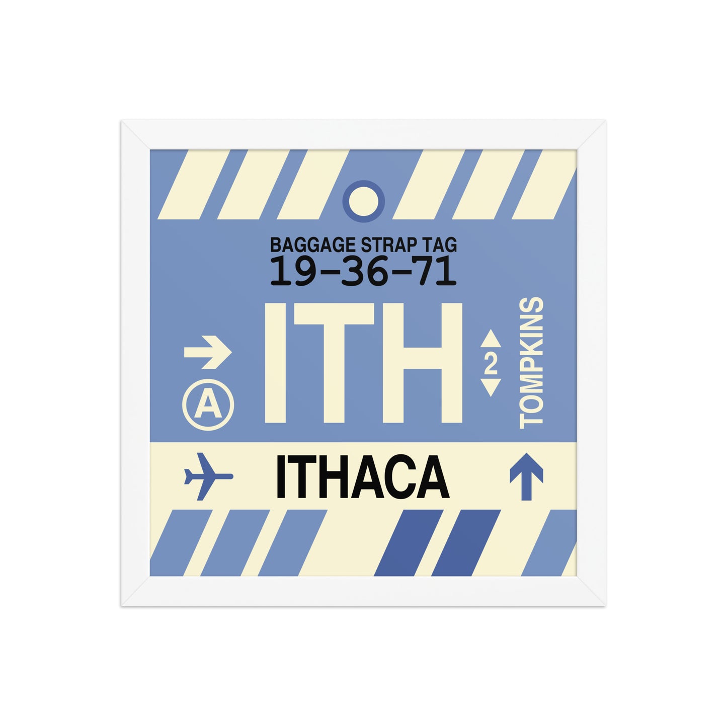 ITH Ithaca Framed Print • Jet Age Baggage Tag Design • YHM Designs - Image 12