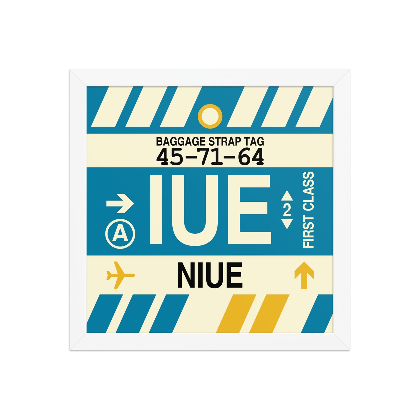 IUE Niue Framed Print • Jet Age Baggage Tag Design • YHM Designs - Image 12