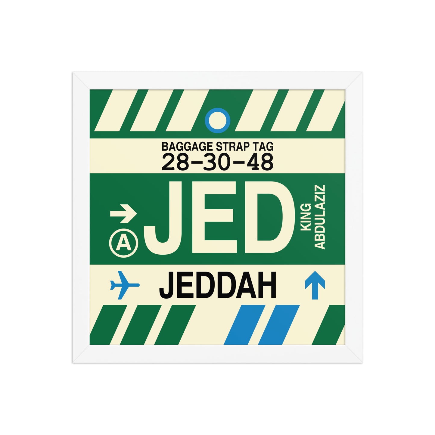 JED Jeddah Framed Print • Jet Age Baggage Tag Design • YHM Designs - Image 12