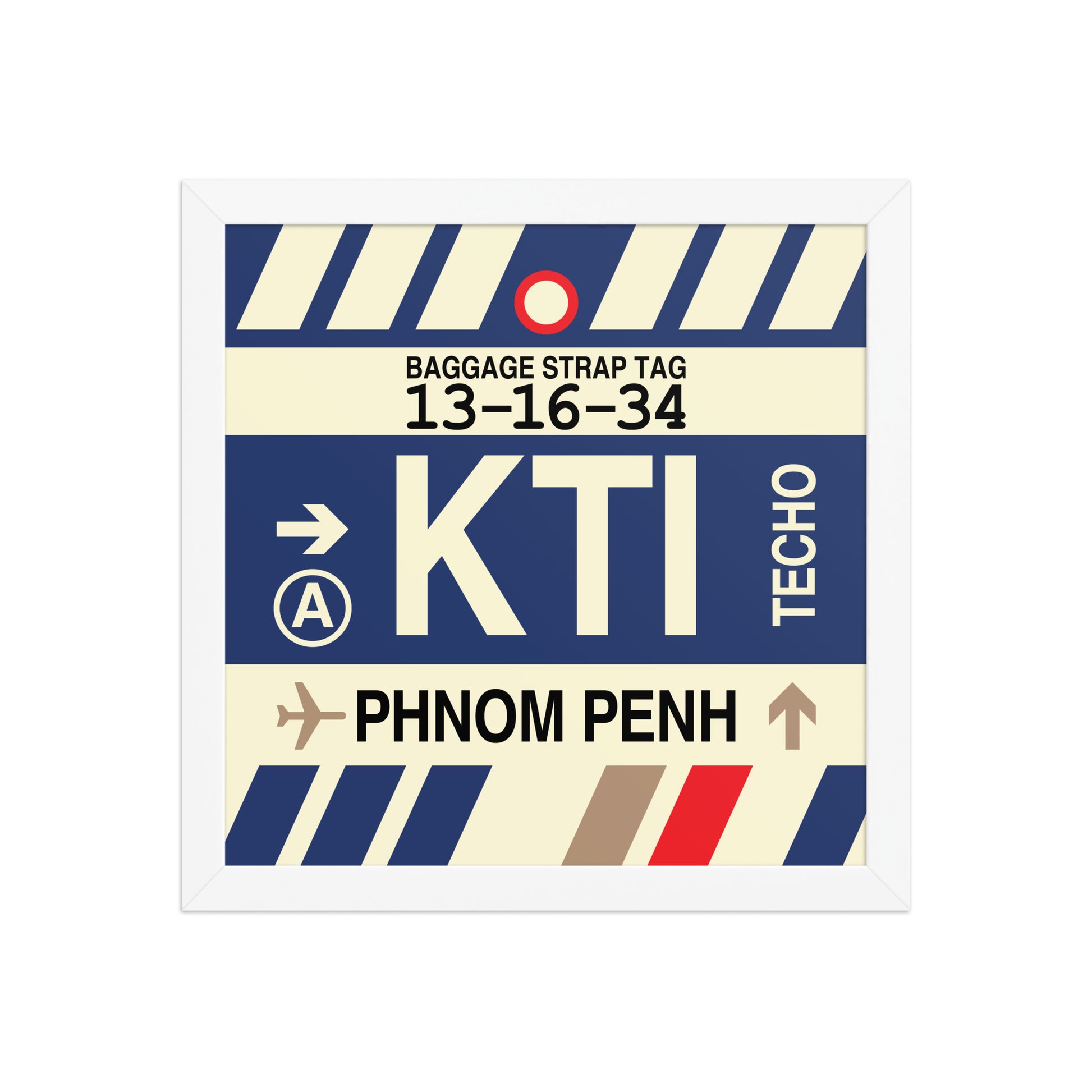 KTI Phnom Penh Framed Print • Jet Age Baggage Tag Design • YHM Designs - Image 12