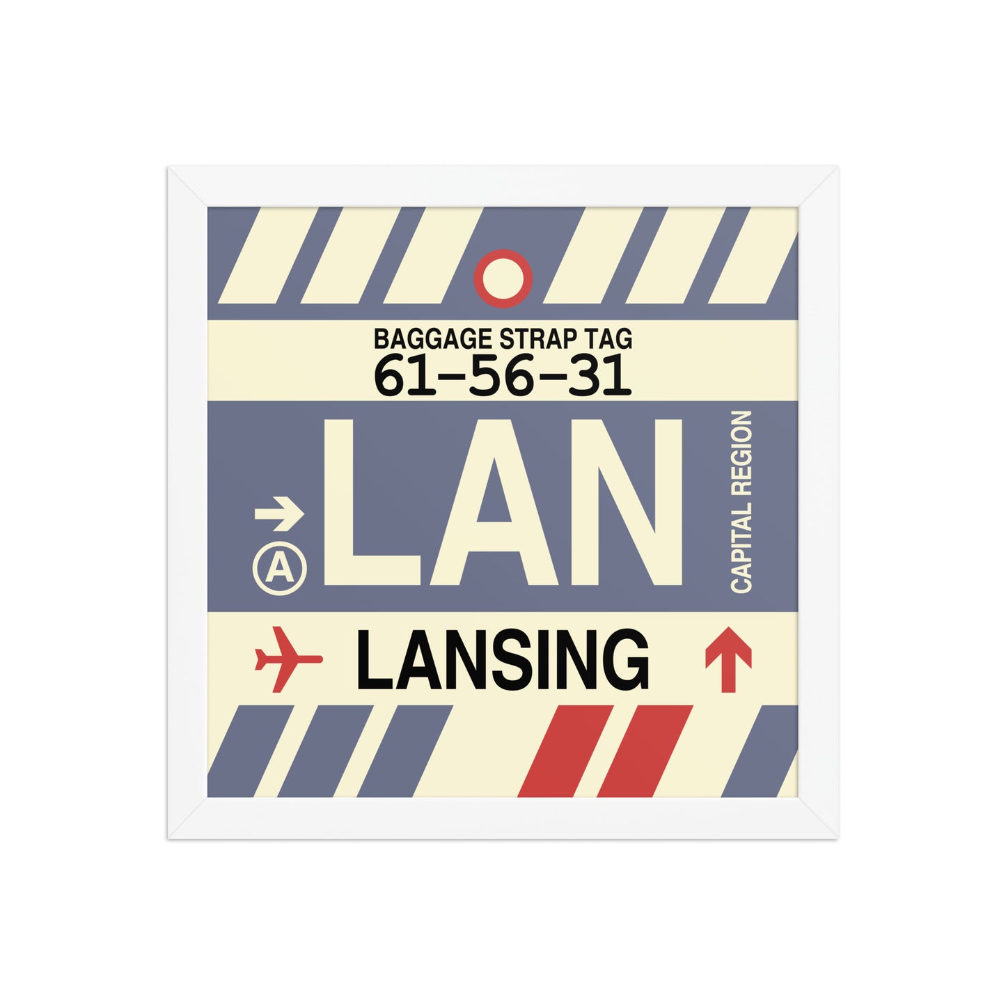 LAN Lansing Framed Print • Jet Age Baggage Tag Design • YHM Designs - Image 12