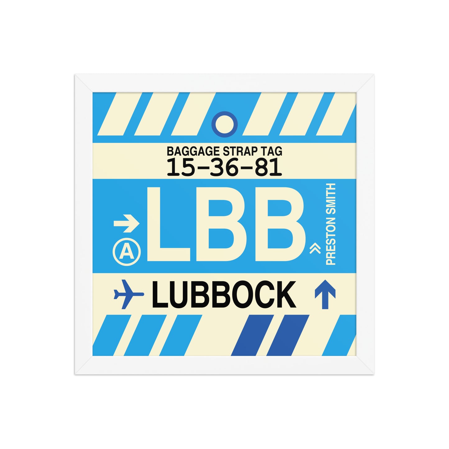 LBB Lubbock Framed Print • Jet Age Baggage Tag Design • YHM Designs - Image 12