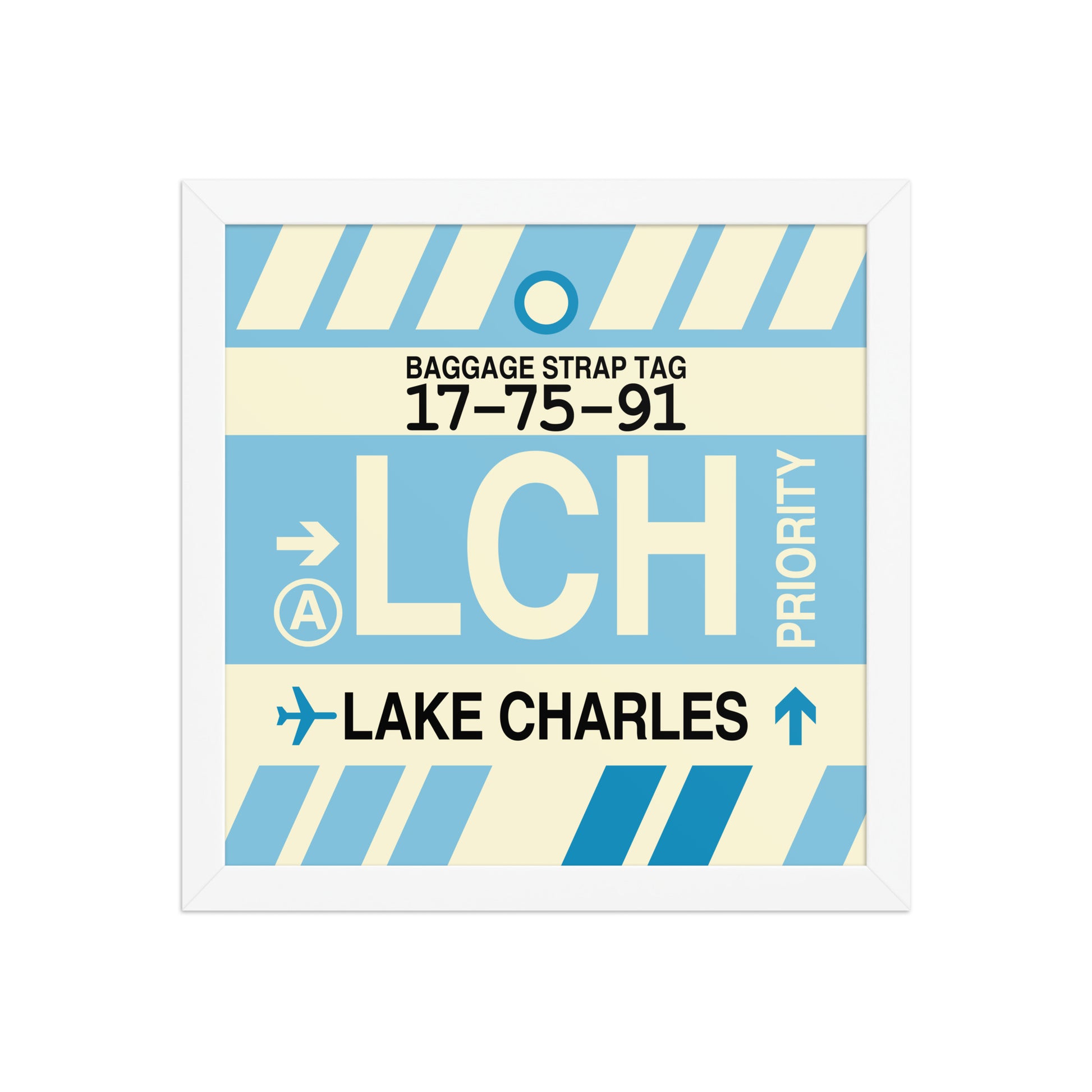 LCH Lake Charles Framed Print • Jet Age Baggage Tag Design • YHM Designs - Image 12