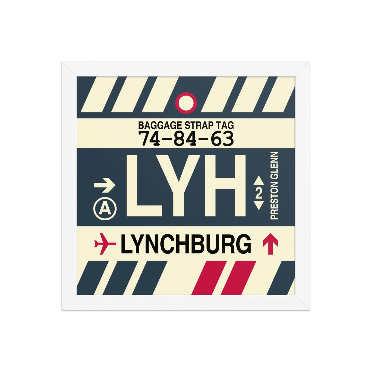 LYH Lynchburg Framed Print • Jet Age Baggage Tag Design • YHM Designs - Image 12