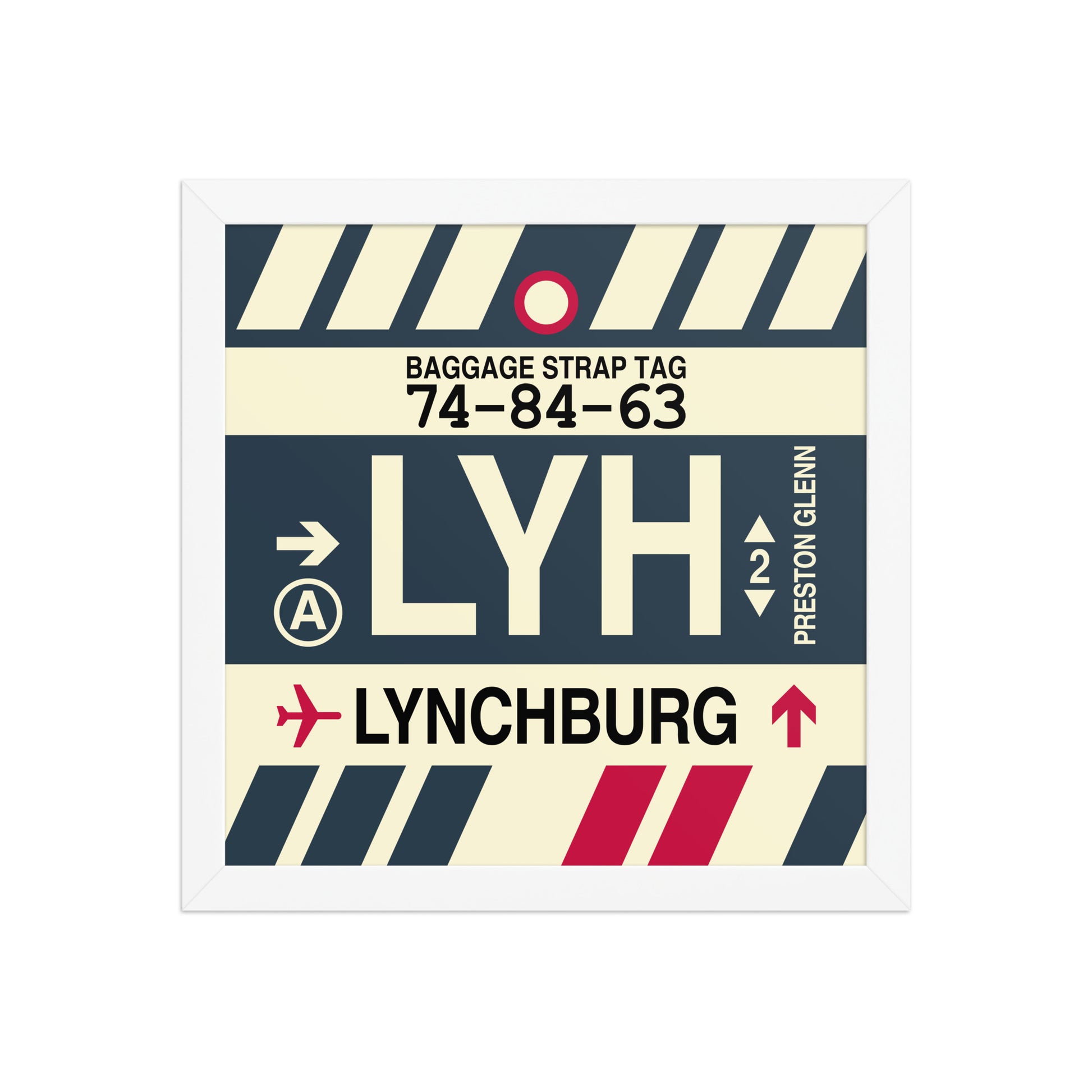 LYH Lynchburg Framed Print • Jet Age Baggage Tag Design • YHM Designs - Image 12