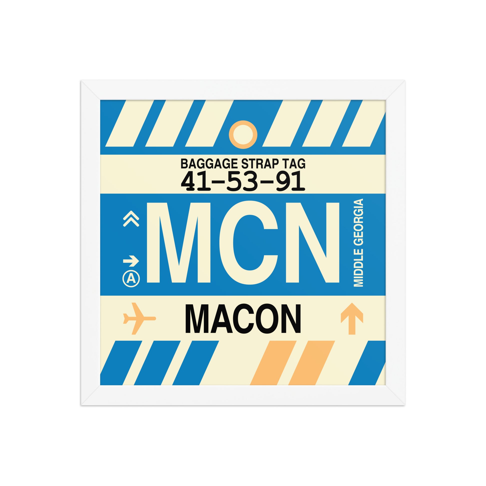 MCN Macon Framed Print • Jet Age Baggage Tag Design • YHM Designs - Image 12