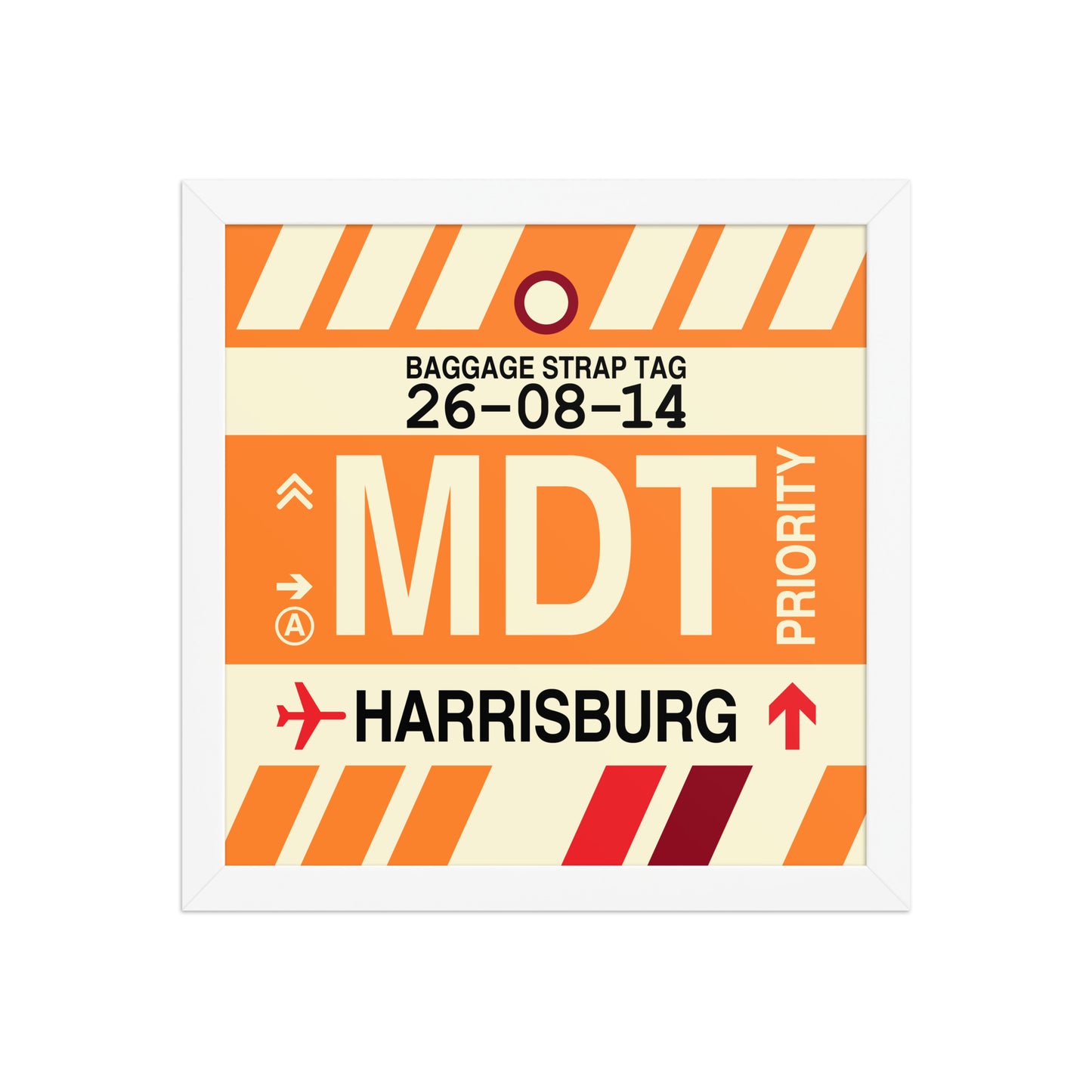 MDT Harrisburg Framed Print • Jet Age Baggage Tag Design • YHM Designs - Image 12