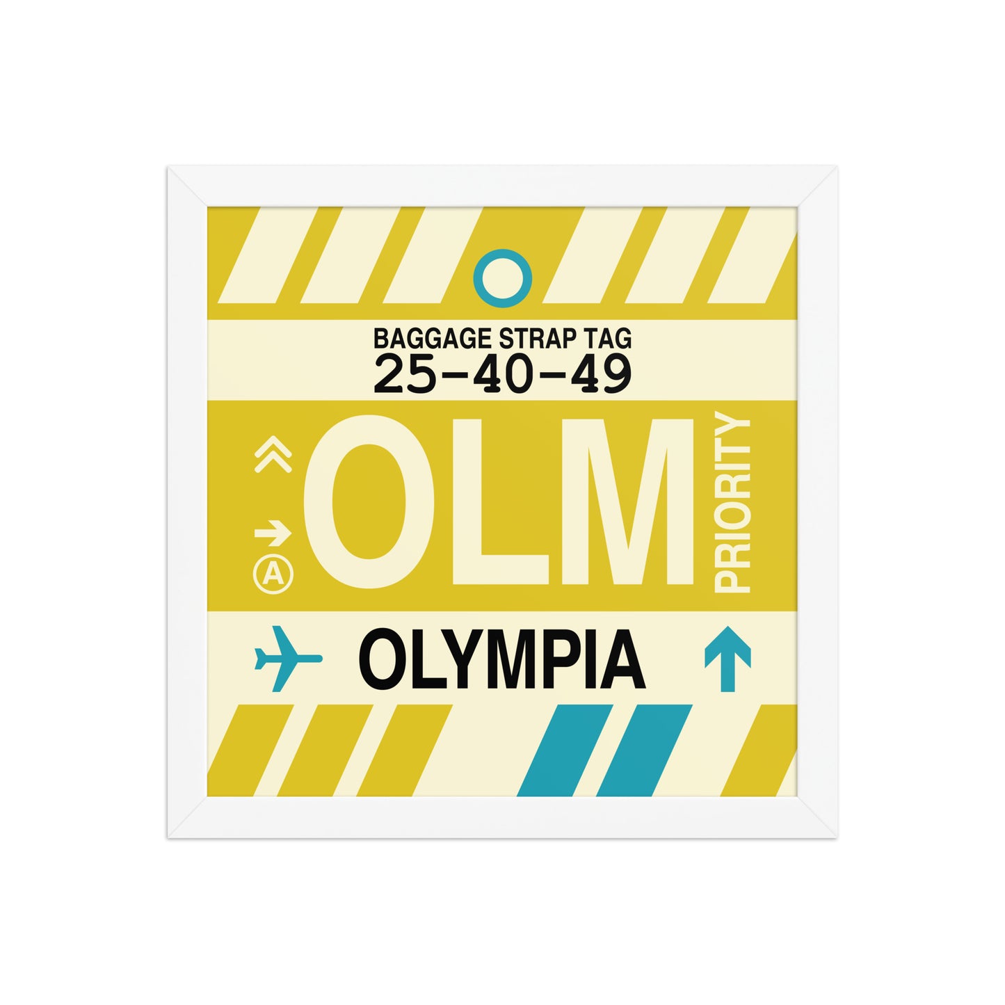 OLM Olympia Framed Print • Jet Age Baggage Tag Design • YHM Designs - Image 12