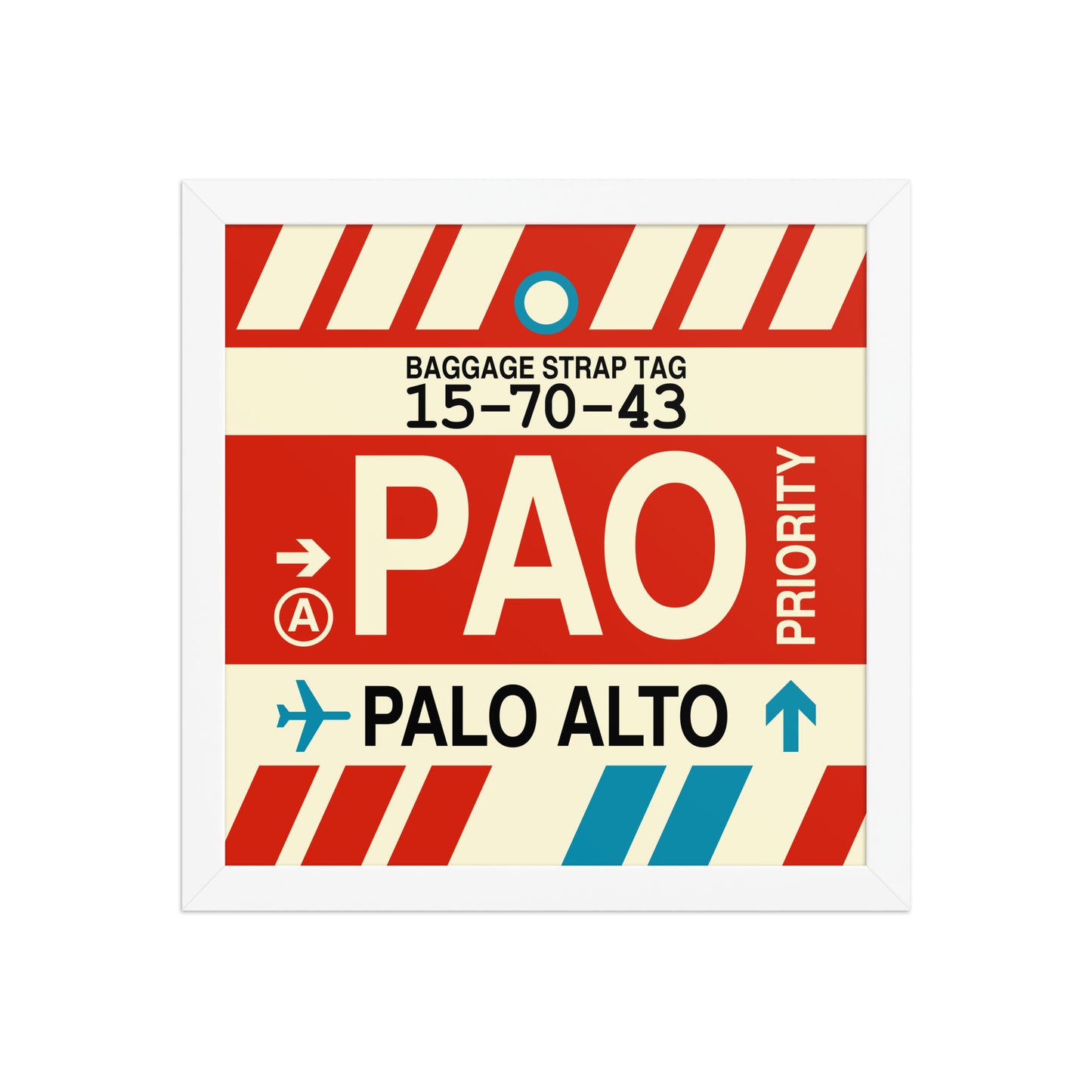 PAO Palo Alto Framed Print • Jet Age Baggage Tag Design • YHM Designs - Image 12