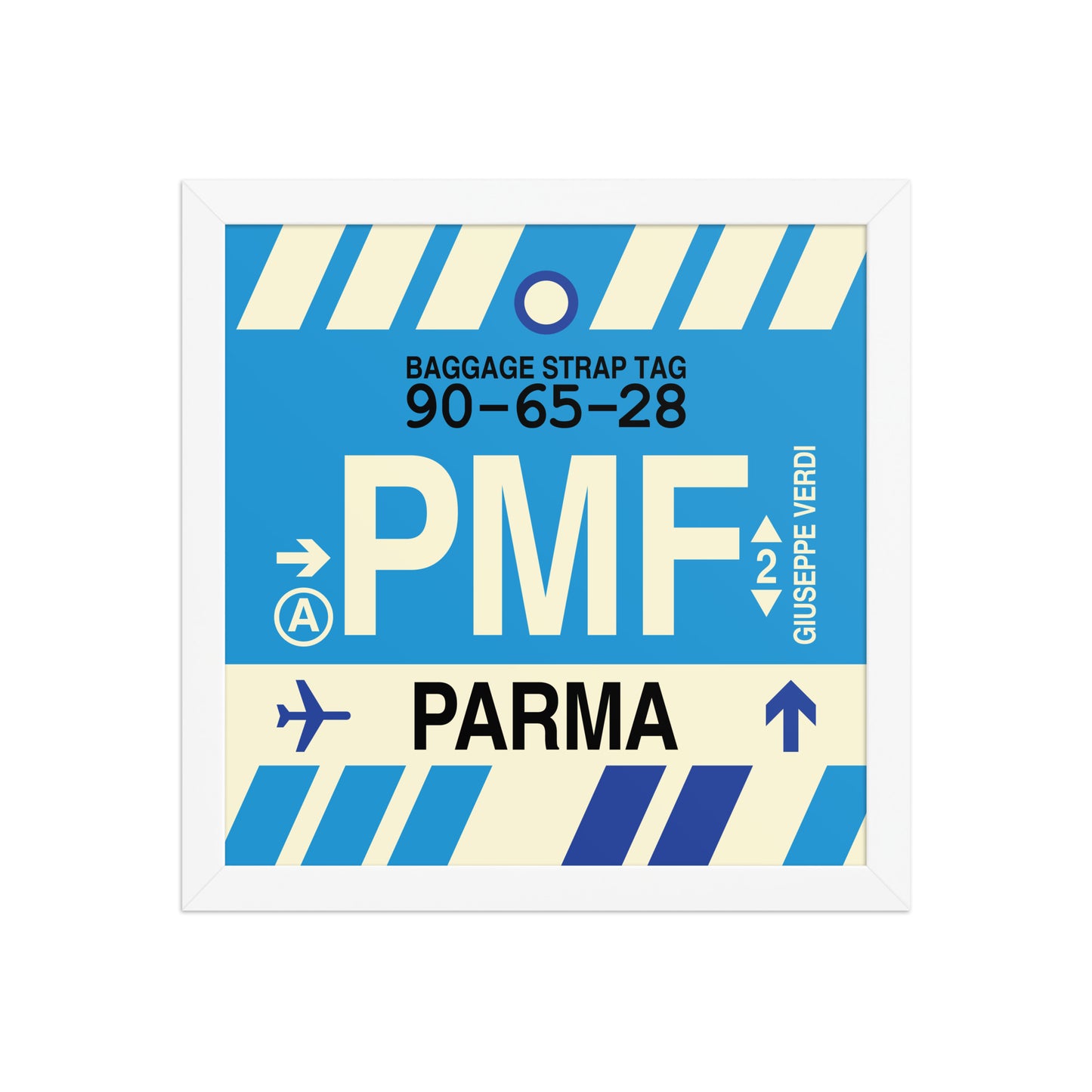 PMF Parma Framed Print • Jet Age Baggage Tag Design • YHM Designs - Image 12