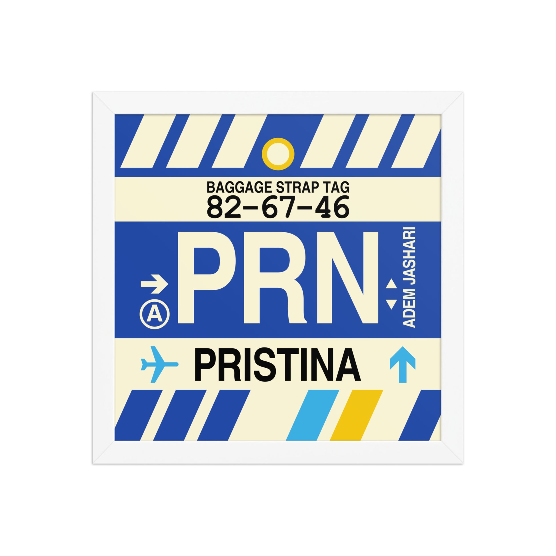 PRN Pristina Framed Print • Jet Age Baggage Tag Design • YHM Designs - Image 12