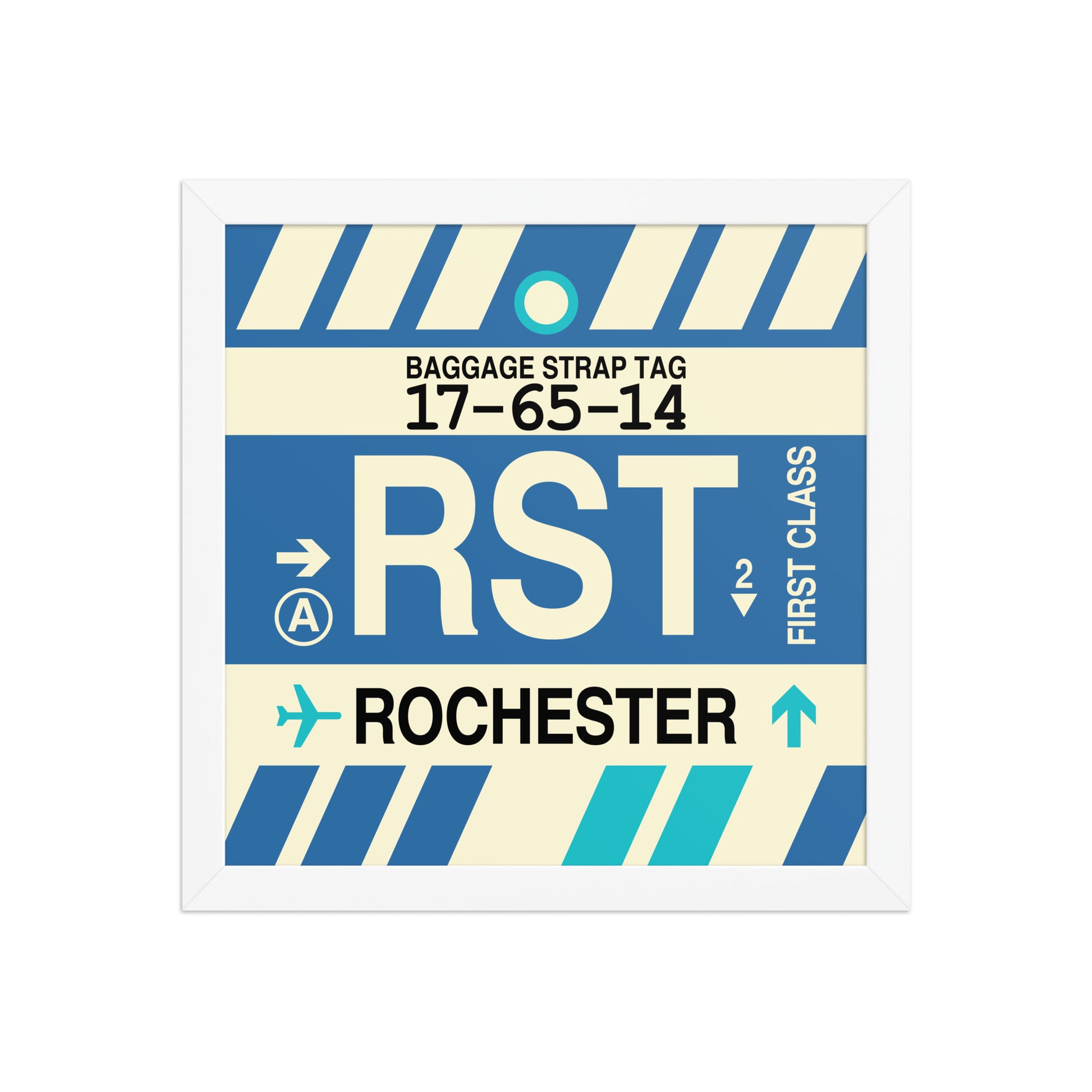 RST Rochester Framed Print • Jet Age Baggage Tag Design • YHM Designs - Image 12