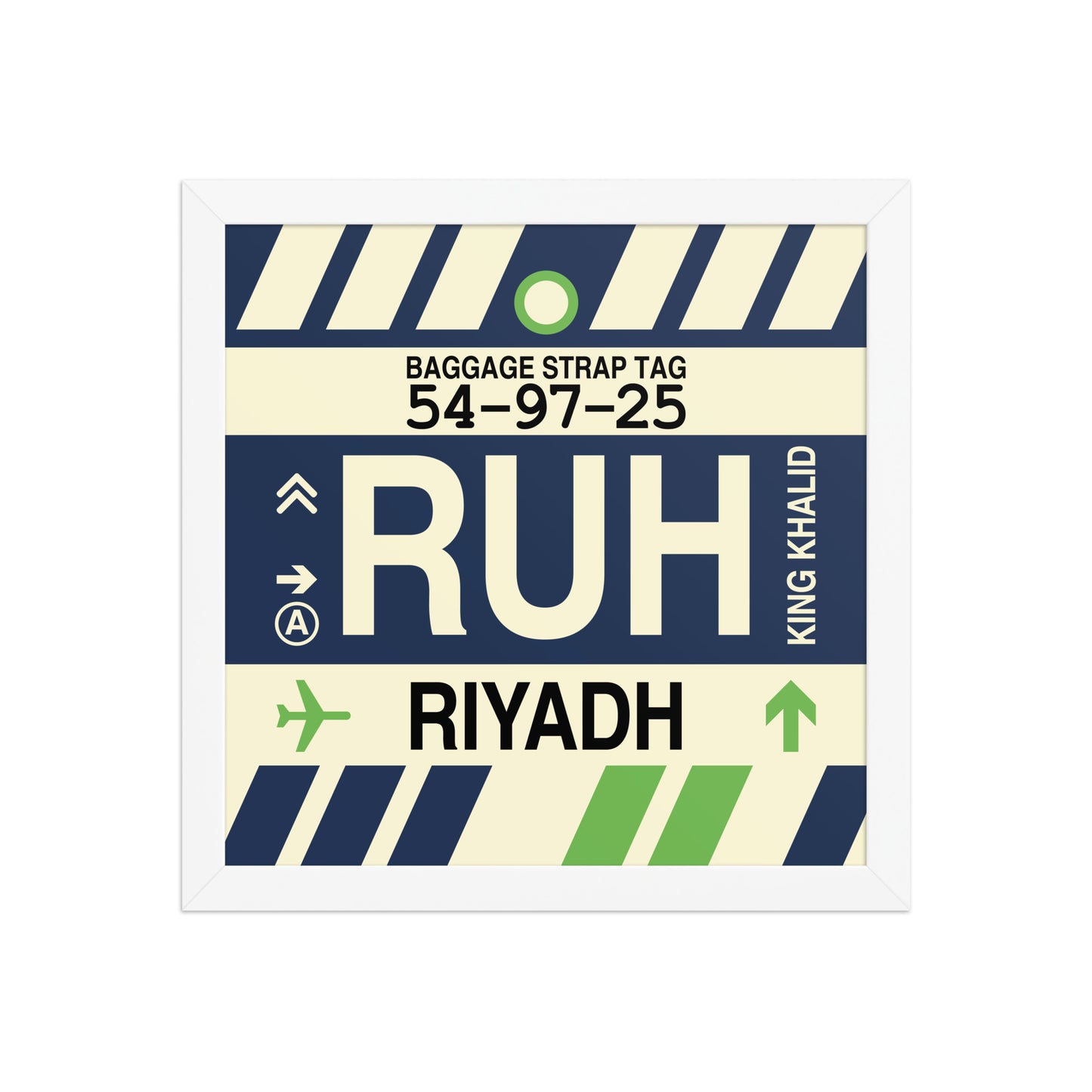 RUH Riyadh Framed Print • Jet Age Baggage Tag Design • YHM Designs - Image 12