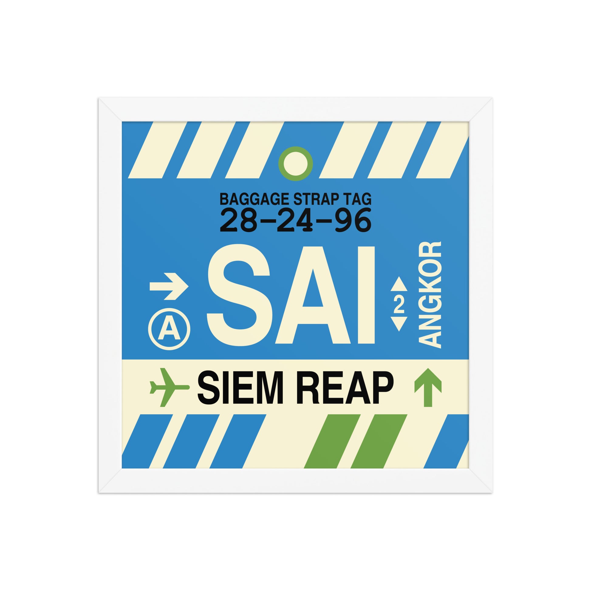 SAI Siem Reap-Angkor Framed Print • Jet Age Baggage Tag Design • YHM Designs - Image 12
