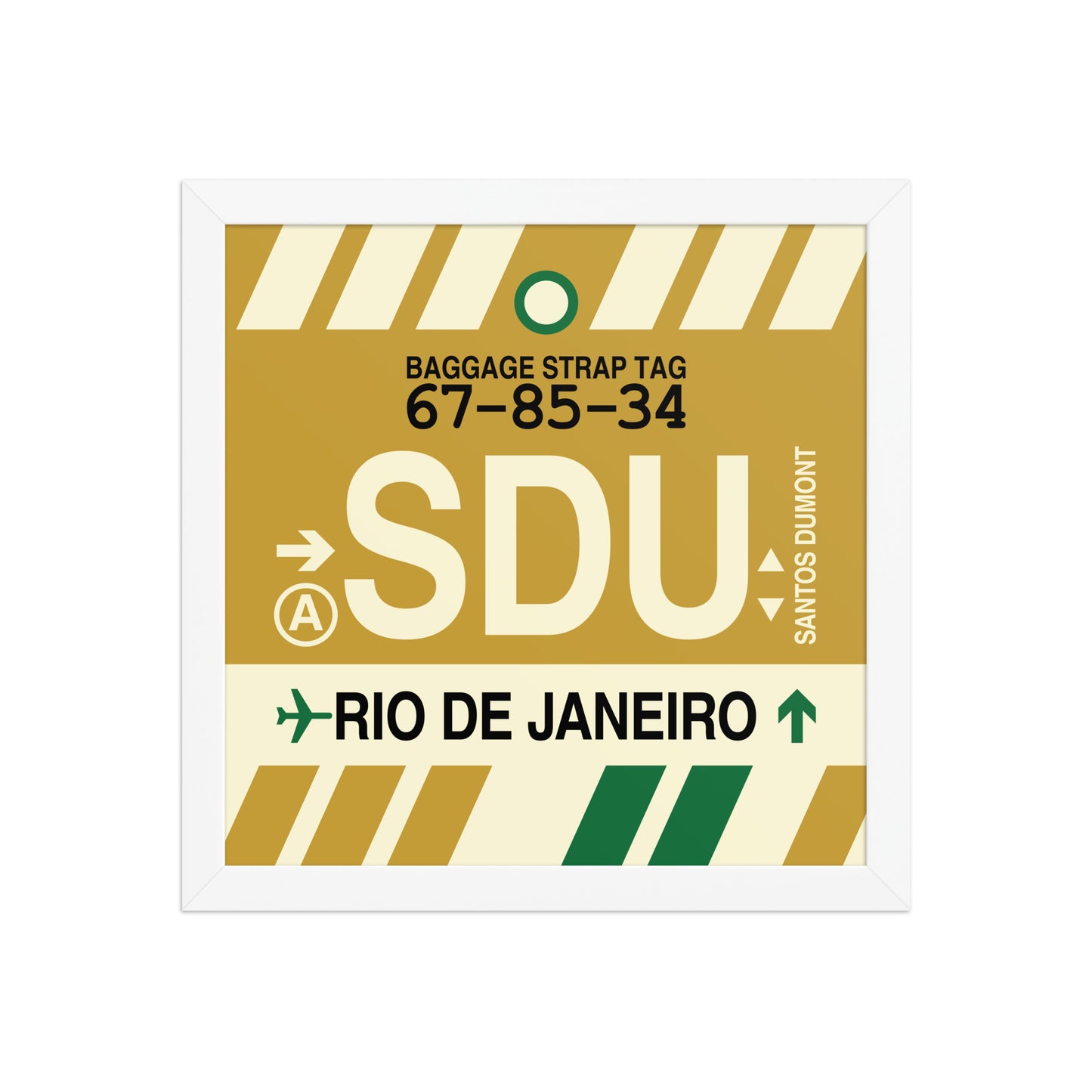 SDU Rio de Janeiro Framed Print • Jet Age Baggage Tag Design • YHM Designs - Image 12