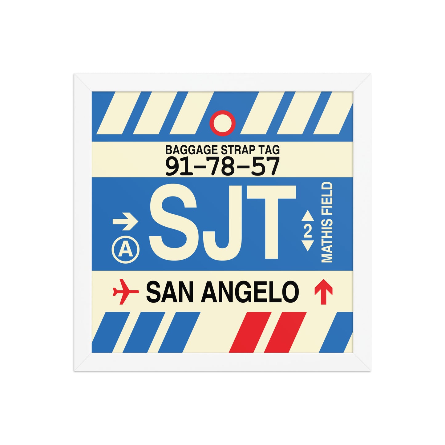 SJT San Angelo Framed Print • Jet Age Baggage Tag Design • YHM Designs - Image 12