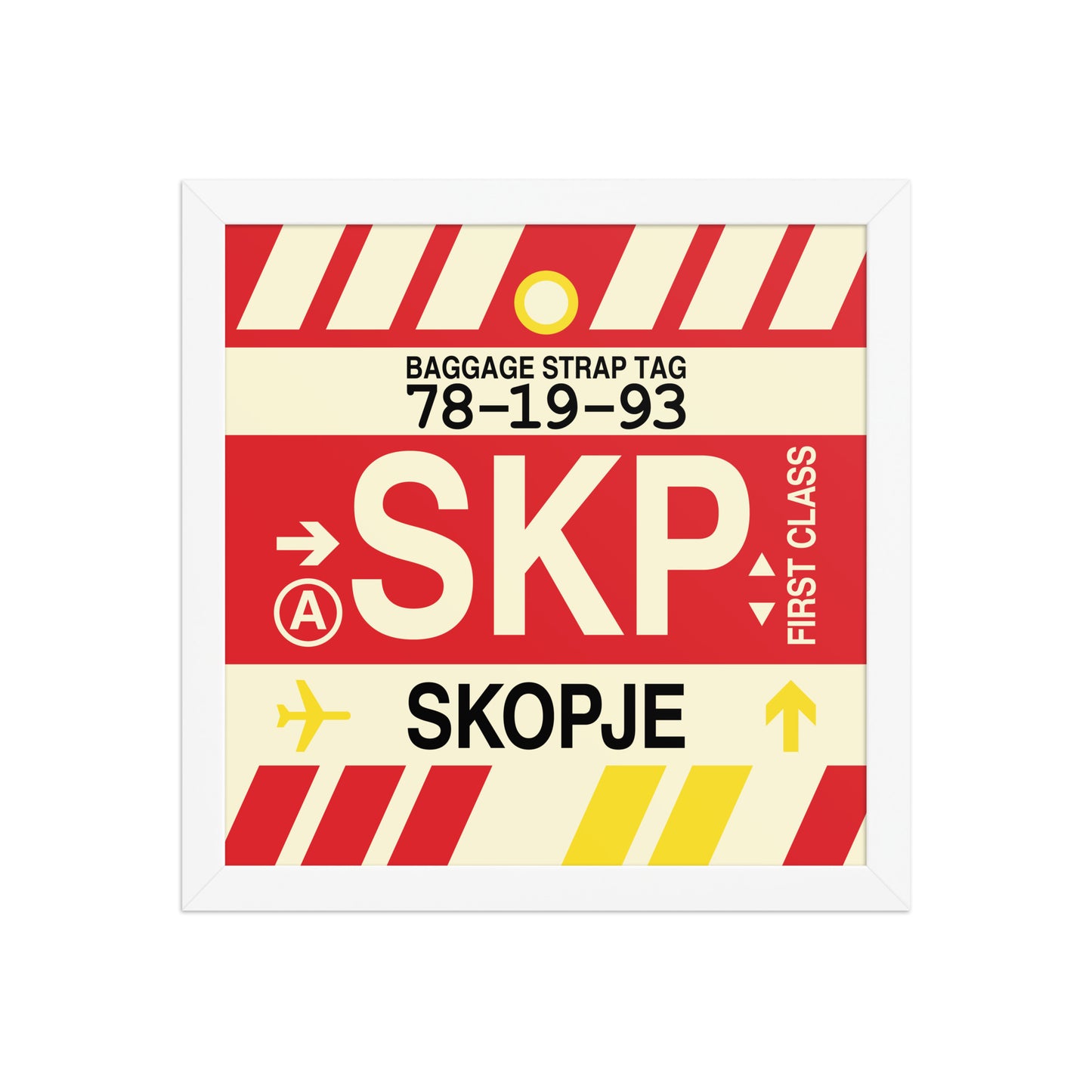 SKP Skopje Framed Print • Jet Age Baggage Tag Design • YHM Designs - Image 12
