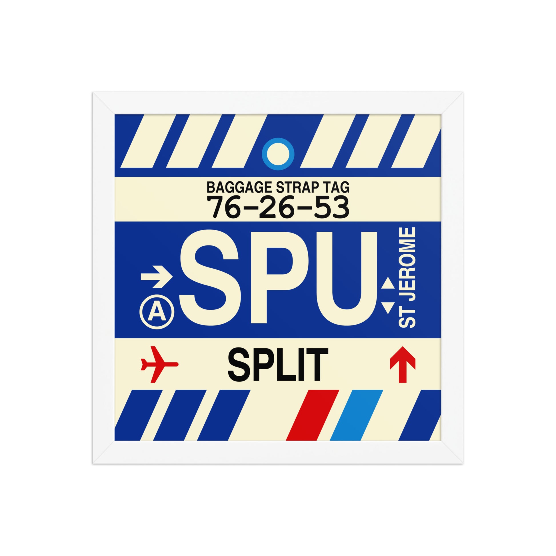 SPU Split Framed Print • Jet Age Baggage Tag Design • YHM Designs - Image 12