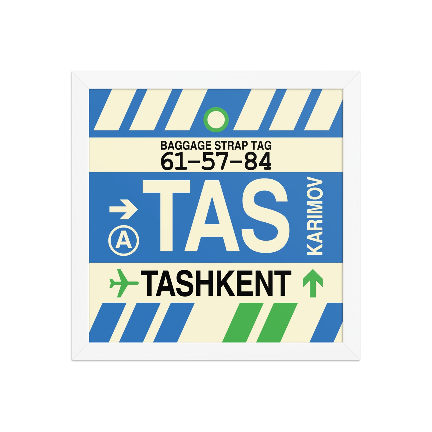 TAS Tashkent Framed Print • Jet Age Baggage Tag Design • YHM Designs - Image 12