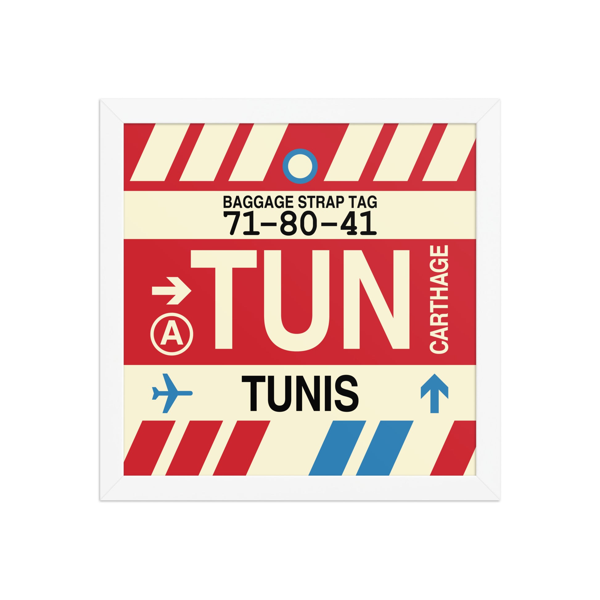 TUN Tunis Framed Print • Jet Age Baggage Tag Design • YHM Designs - Image 12
