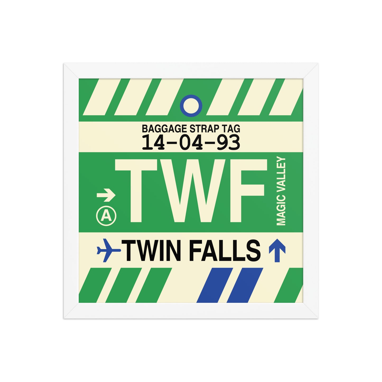 TWF Twin Falls Framed Print • Jet Age Baggage Tag Design • YHM Designs - Image 12