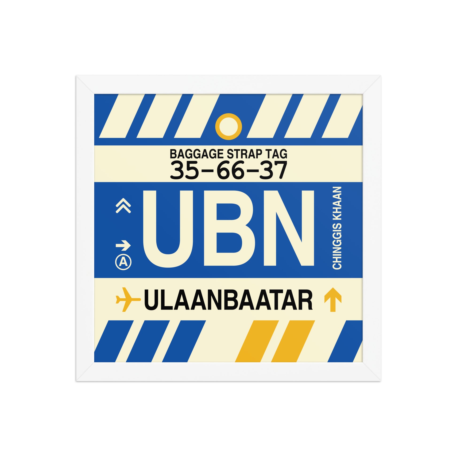 UBN Ulaanbaatar Framed Print • Jet Age Baggage Tag Design • YHM Designs - Image 12
