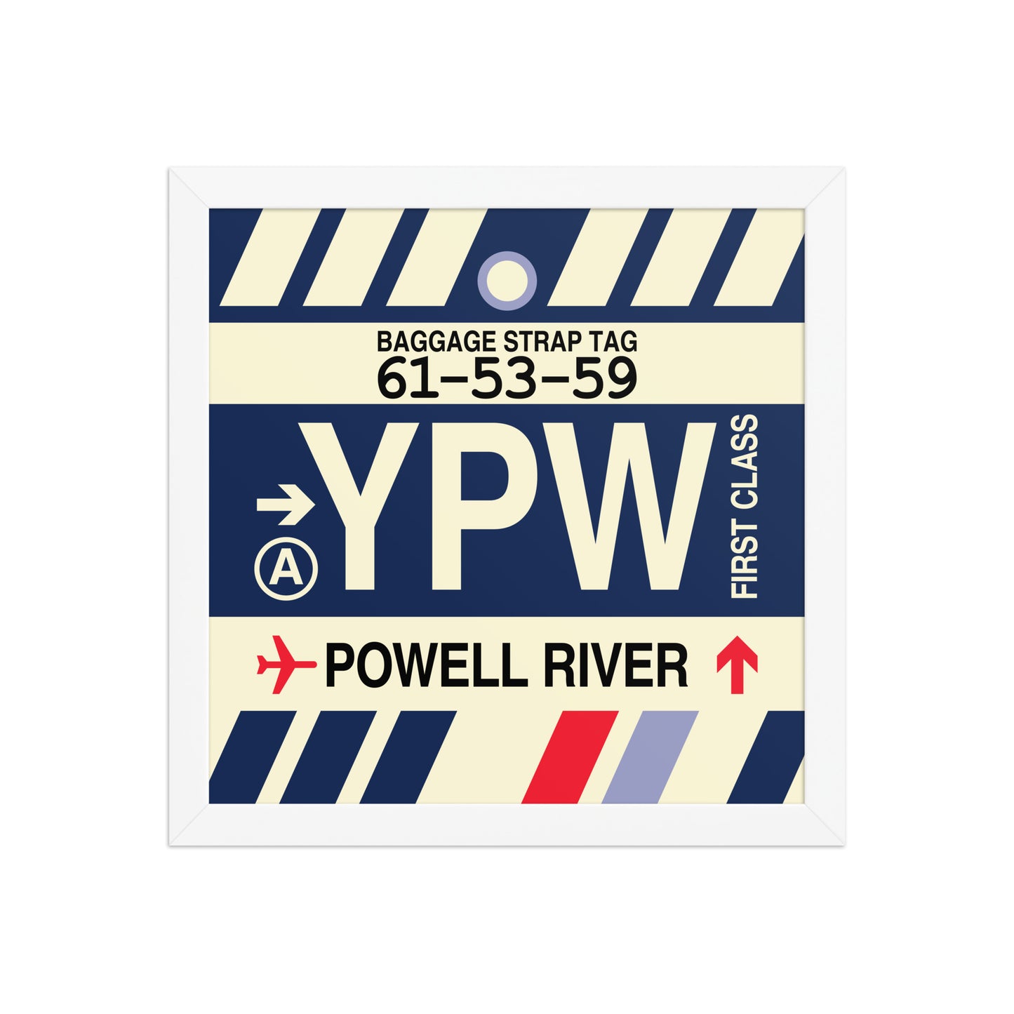 YPW Powell River Framed Print • Jet Age Baggage Tag Design • YHM Designs - Image 12