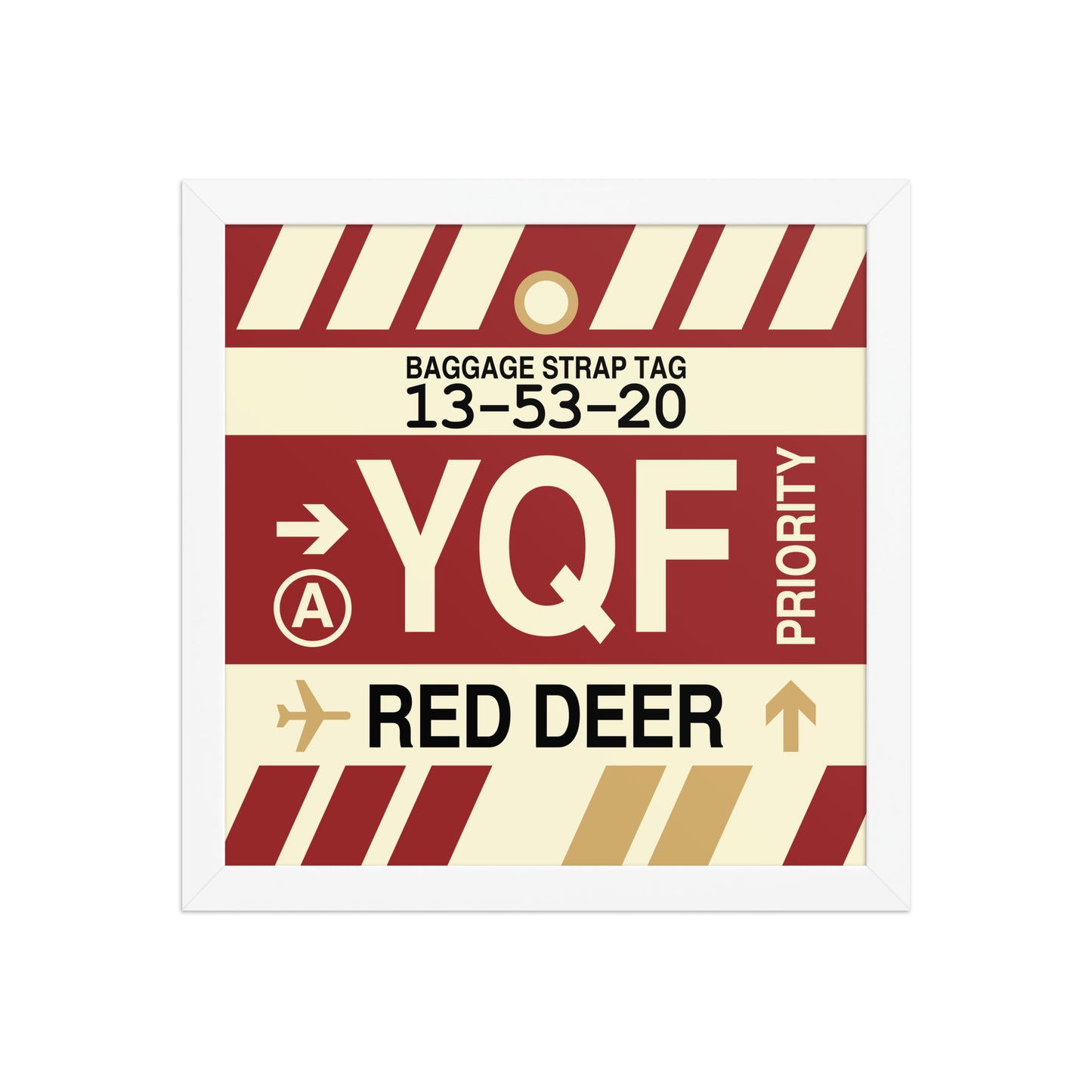 YQF Red Deer Framed Print • Jet Age Baggage Tag Design • YHM Designs - Image 12