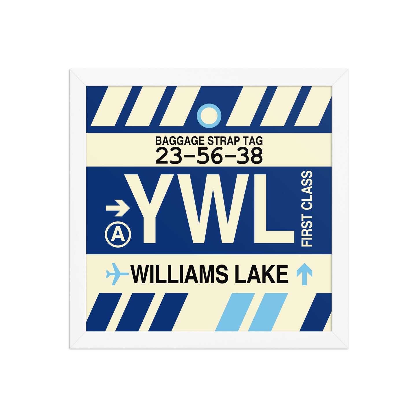 YWL Williams Lake Framed Print • Jet Age Baggage Tag Design • YHM Designs - Image 12