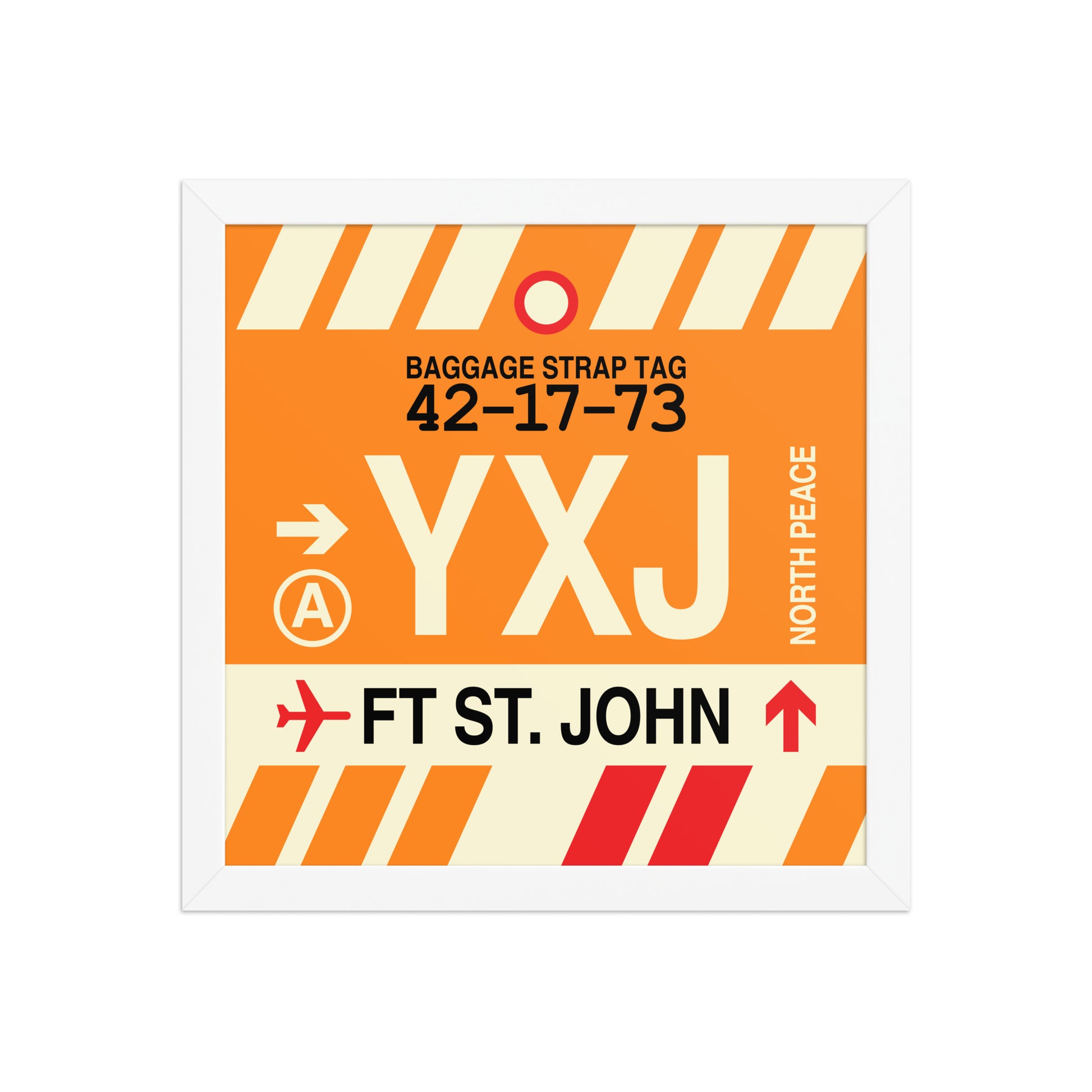 YXJ Fort St. John Framed Print • Jet Age Baggage Tag Design • YHM Designs - Image 12