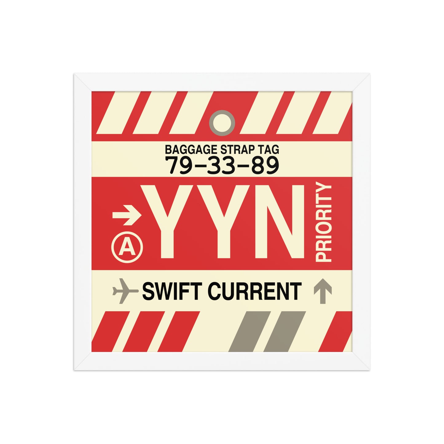 YYN Swift Current Framed Print • Jet Age Baggage Tag Design • YHM Designs - Image 12